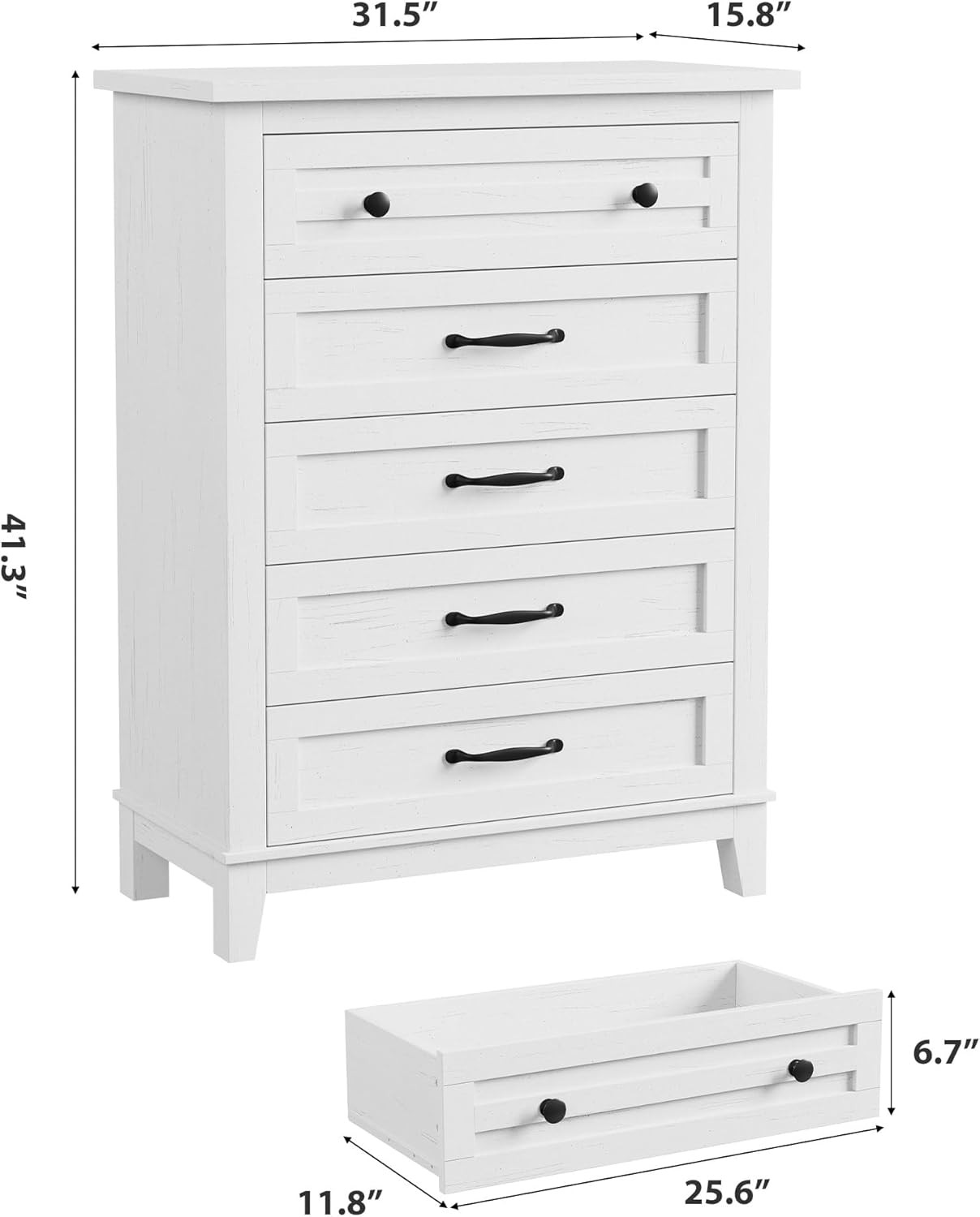 5 Dresser for Bedroom, 41.3'' Tall Vertical Drawer Dresser with Large Storage