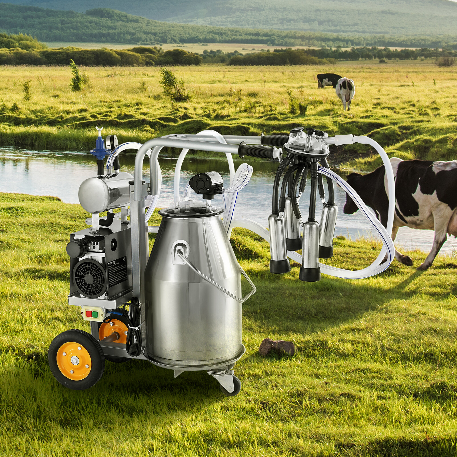 Electric Cow Milking Machine Milking Equipment 25L 304 Stainless Steel