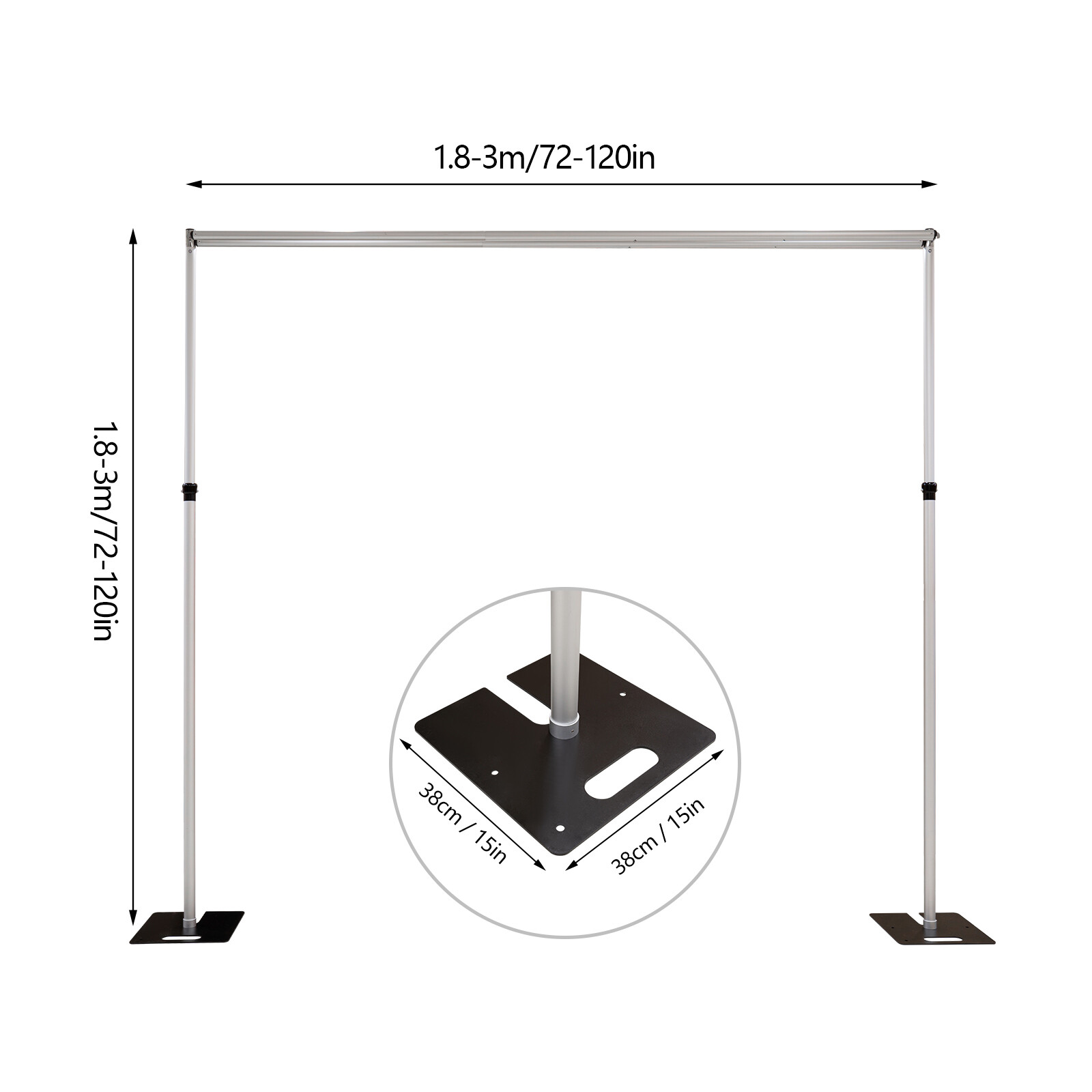 DOUBLE CROSS BAR ADJUSTABLE QUICK BACKDROP KIT 10 FT x 10 FT PIPE WITHOUT DRAPE