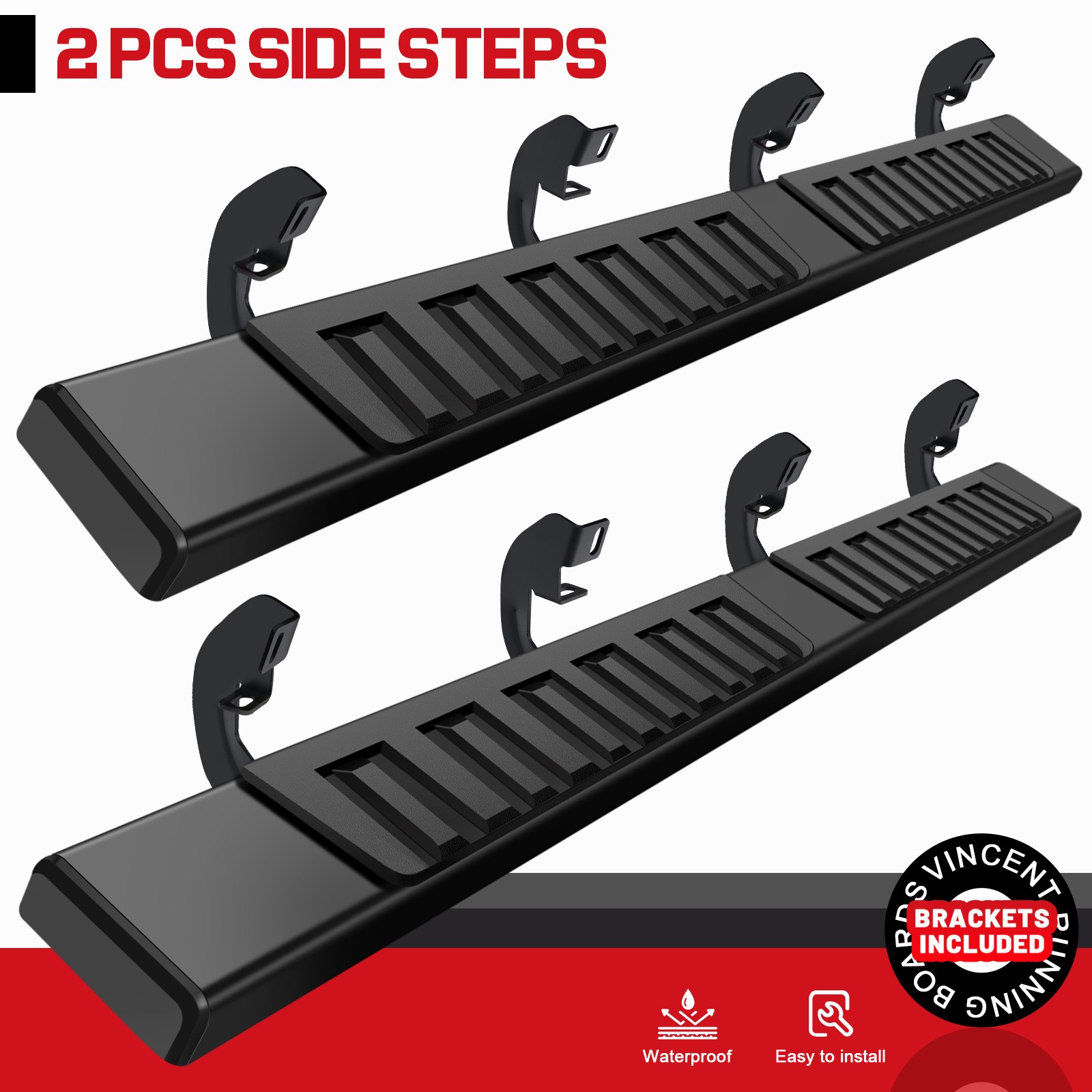 Running Board Black Fit 2004-2014 Ford F-150 SuperCrew Cab 6" Nerf Bar Side Step