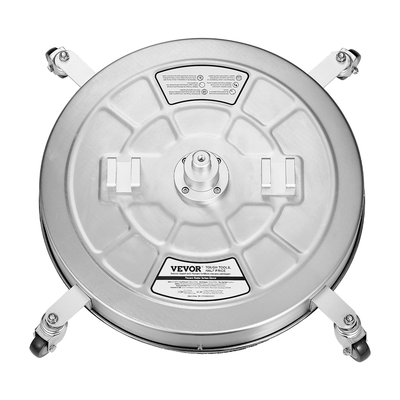 VEVOR 24" Pressure Washer Surface Cleaner 4 Wheels Dual Handle 4000 Max PSI