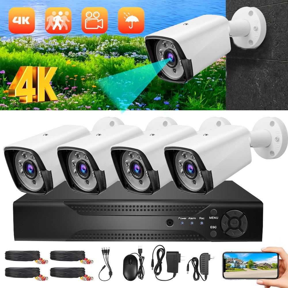 4/8CH 4K HD Outdoor CCTV Home Security Camera System Kit w/ DVR H.265+ 5MP Lite