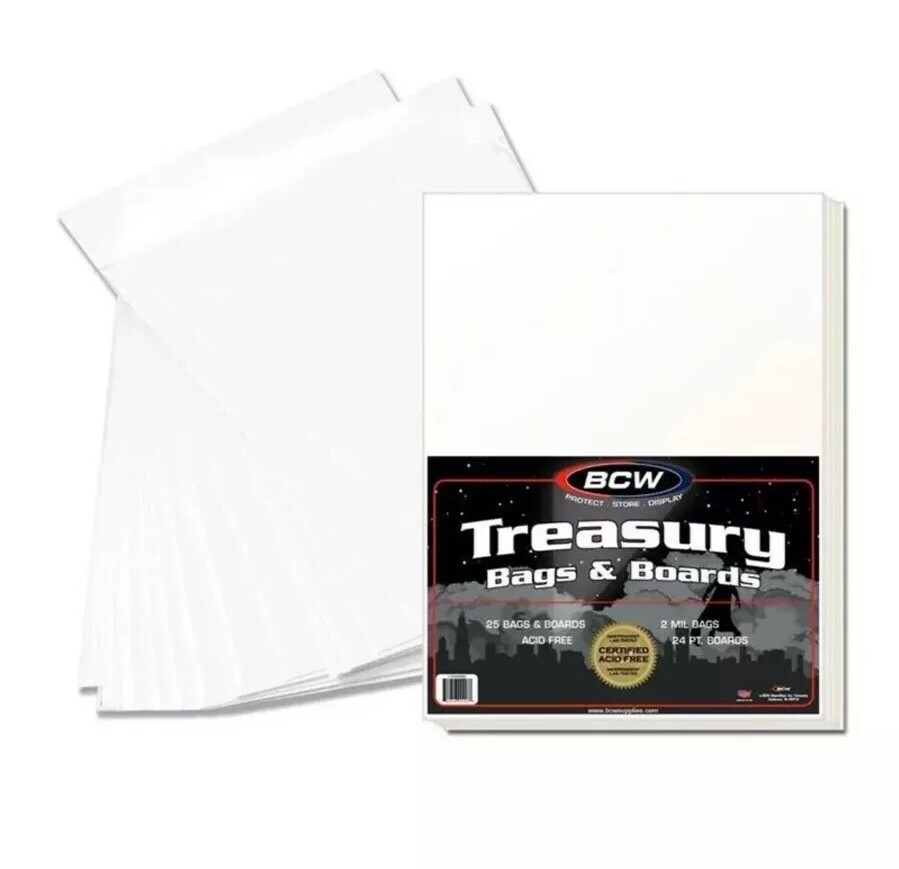 10 25 50 100 250 BCW PREMADE COMIC BOOK TREASURY BAGS AND BOARDS