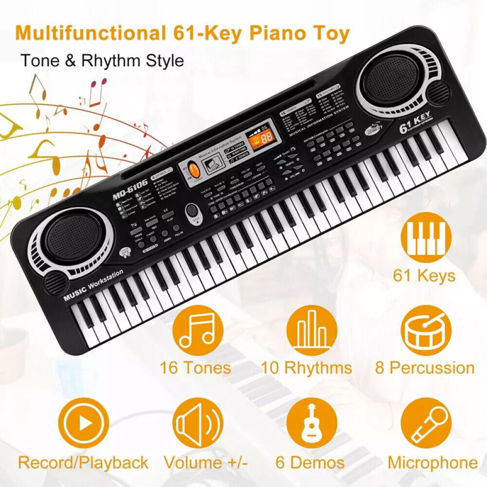 Kids 61-Key Portable Electronic Keyboard Piano Educational Toy