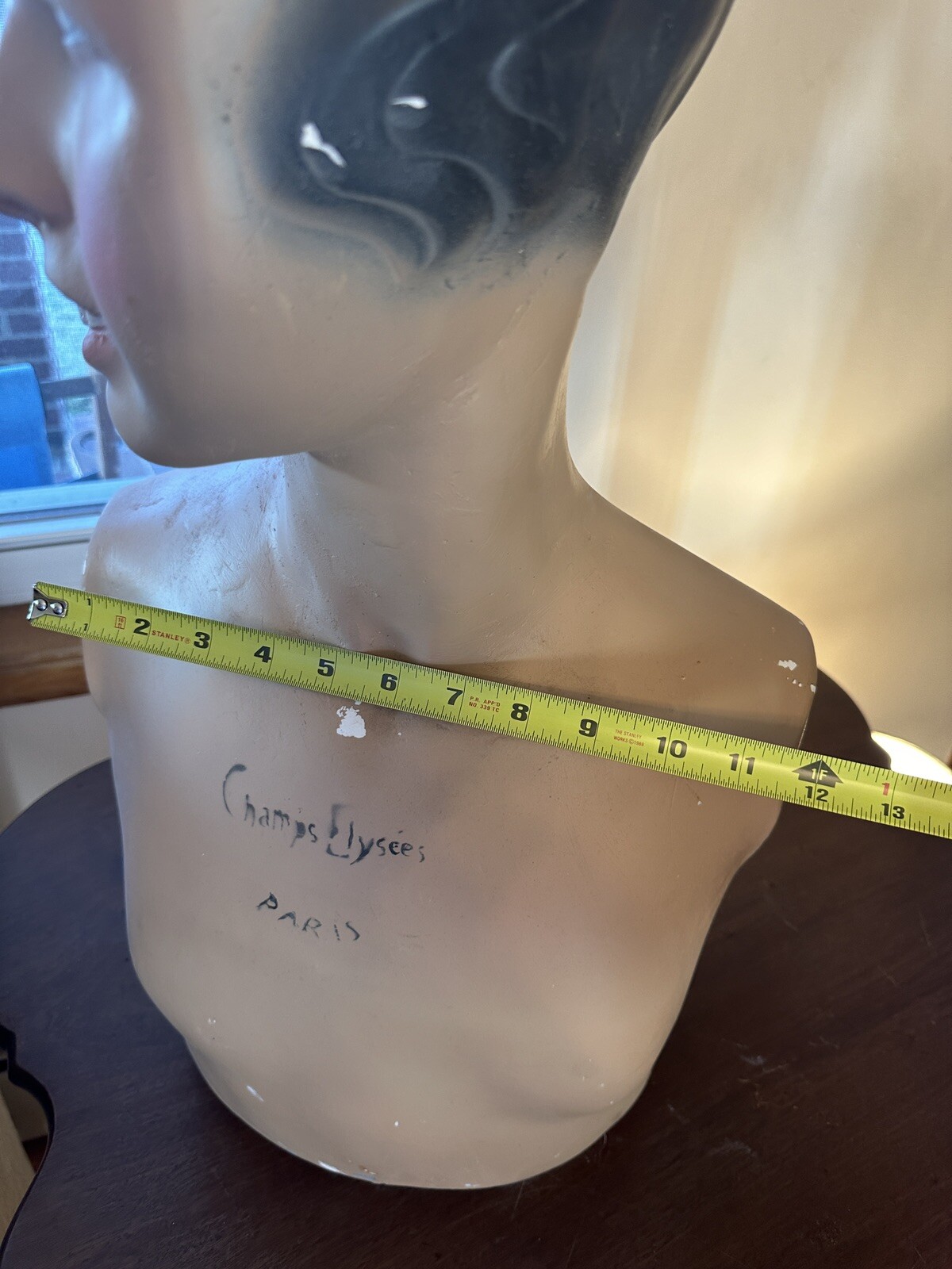 Vintage French Paris Lady Woman Hat Bust Head Champs Elysees Mannequin Plaster