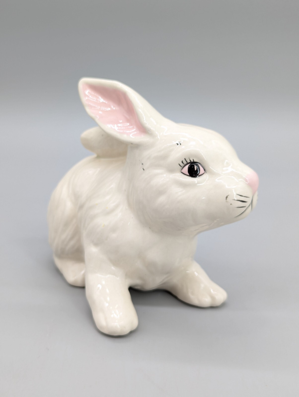Ceramic White Rabbit Figurine Statue Cottontail Easter Bunny 7"