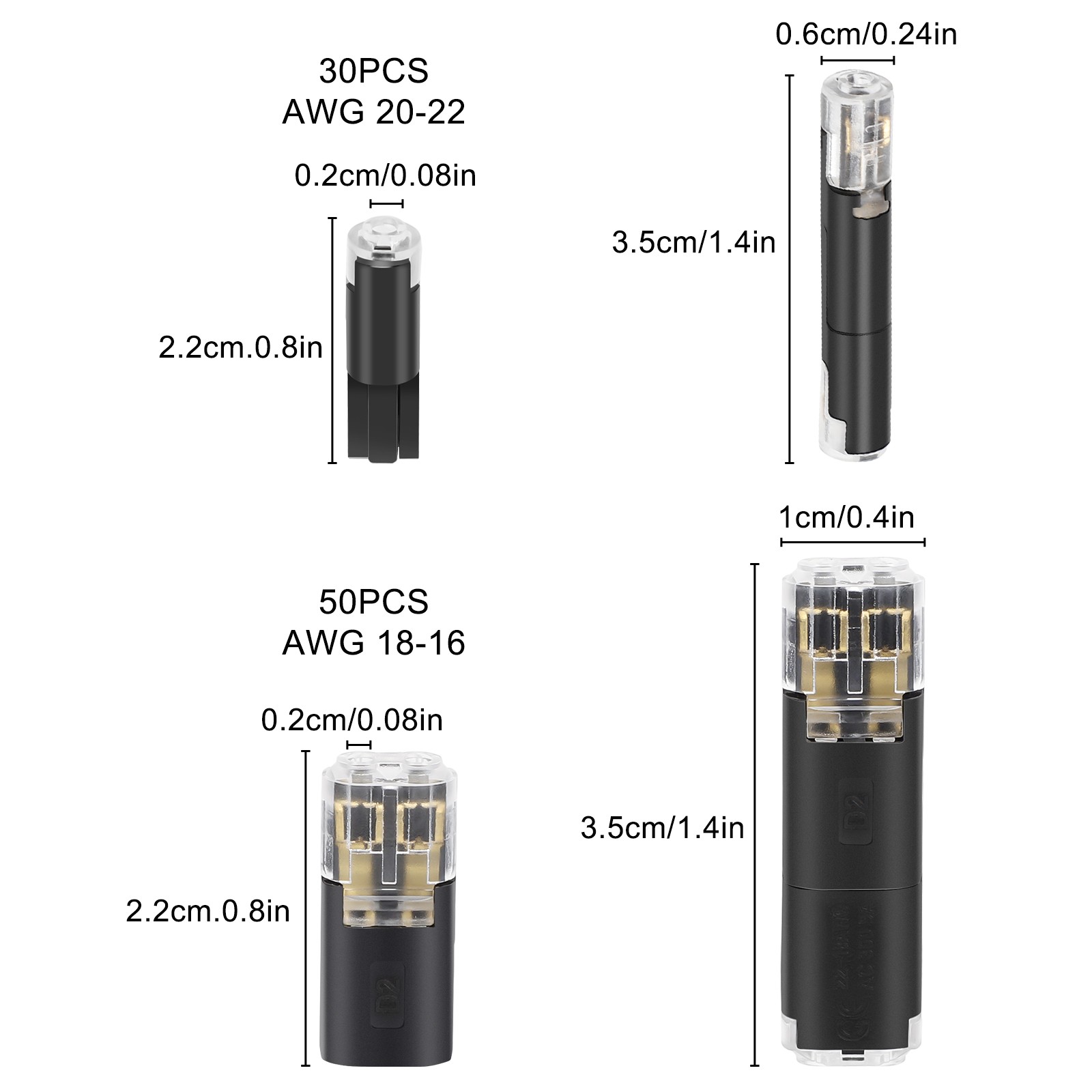 80 PCS Plug-In Quick Wire Connectors, Reusable Clamp Terminal Blocks for Cables