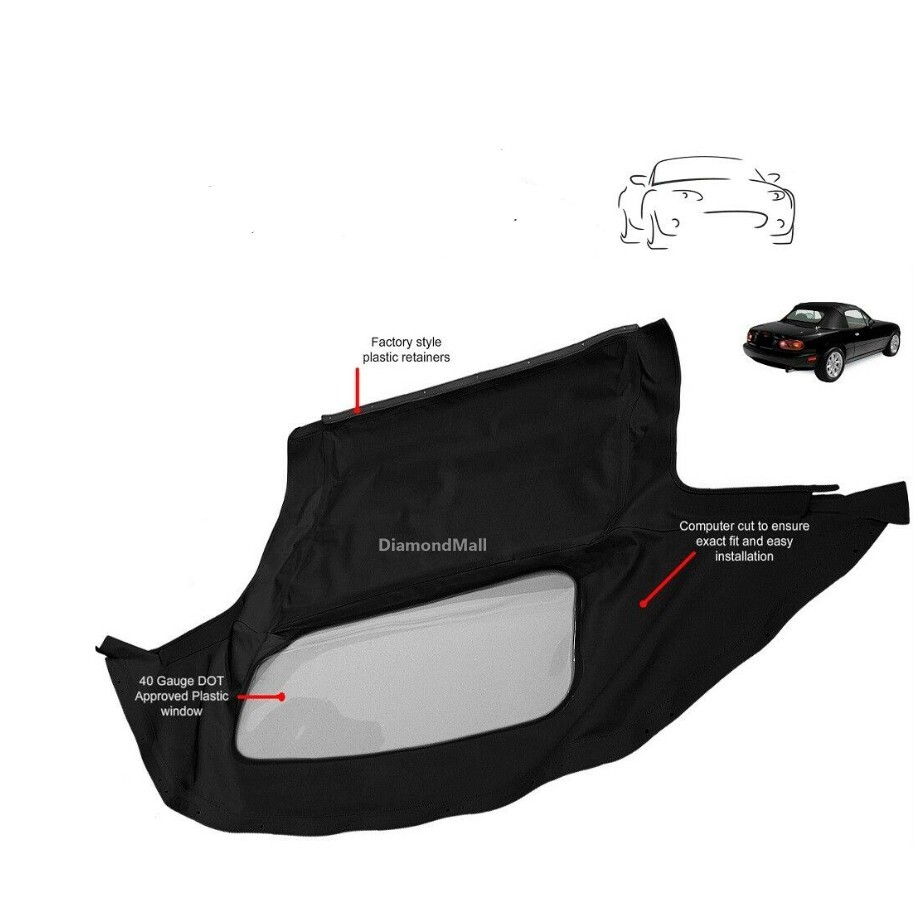 Convertible Soft Top for 1990-2005 Mazda Miata w/DOT Plastic Window Cabrio Vinyl