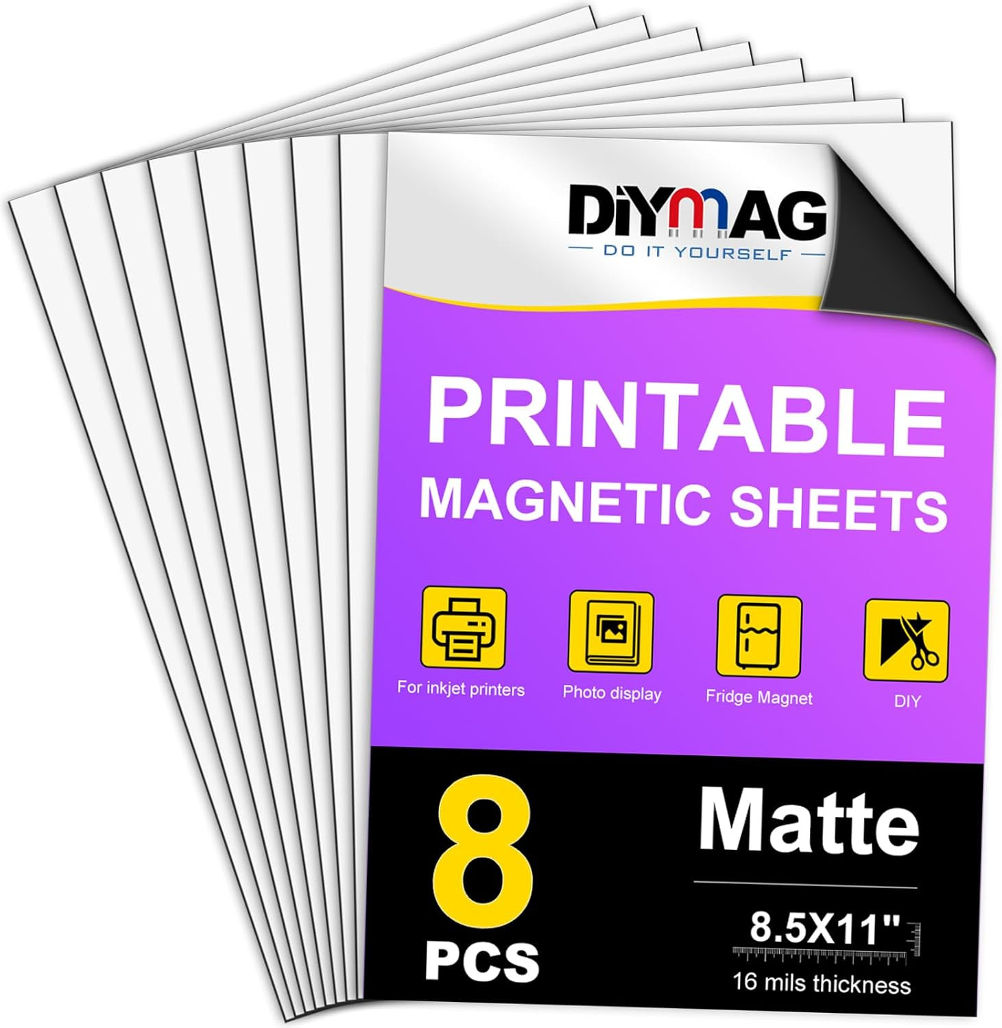 Printable Magnetic Sheets, 8Pcs 8.5 X 11 Inch Flexible Magnet Sheets Matte Non A