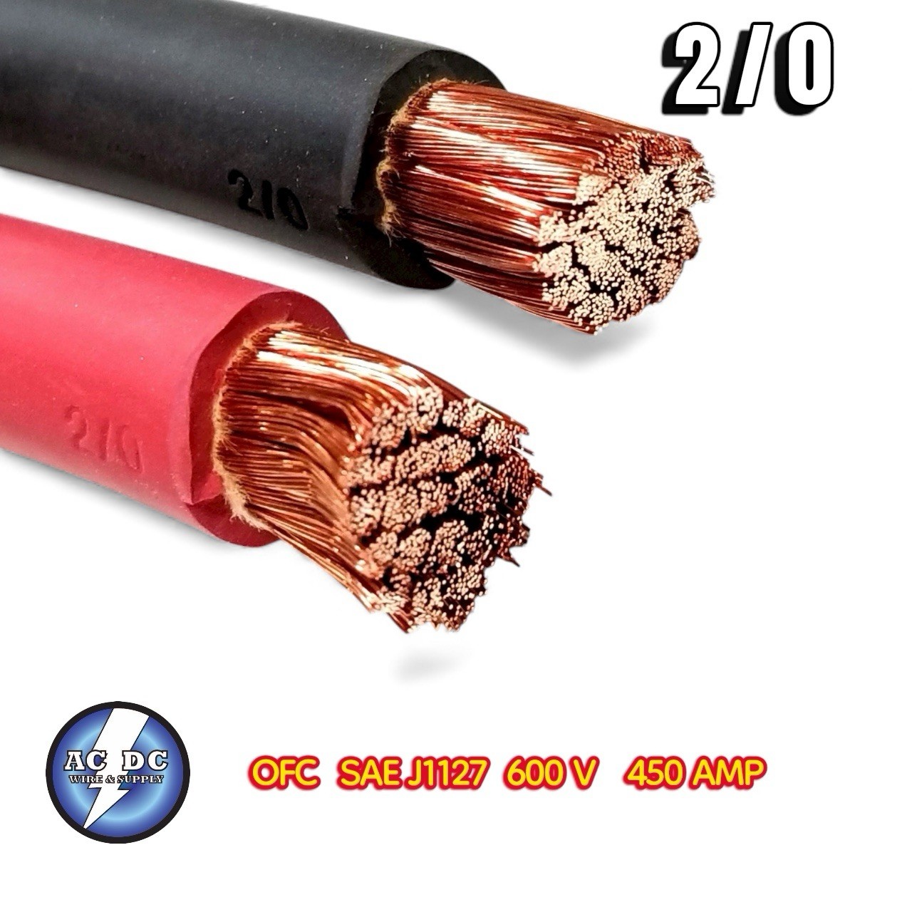 Welding Cable Red Black 2/0 GAUGE COPPER WIRE SAE J1127 CAR BATTERY SOLAR