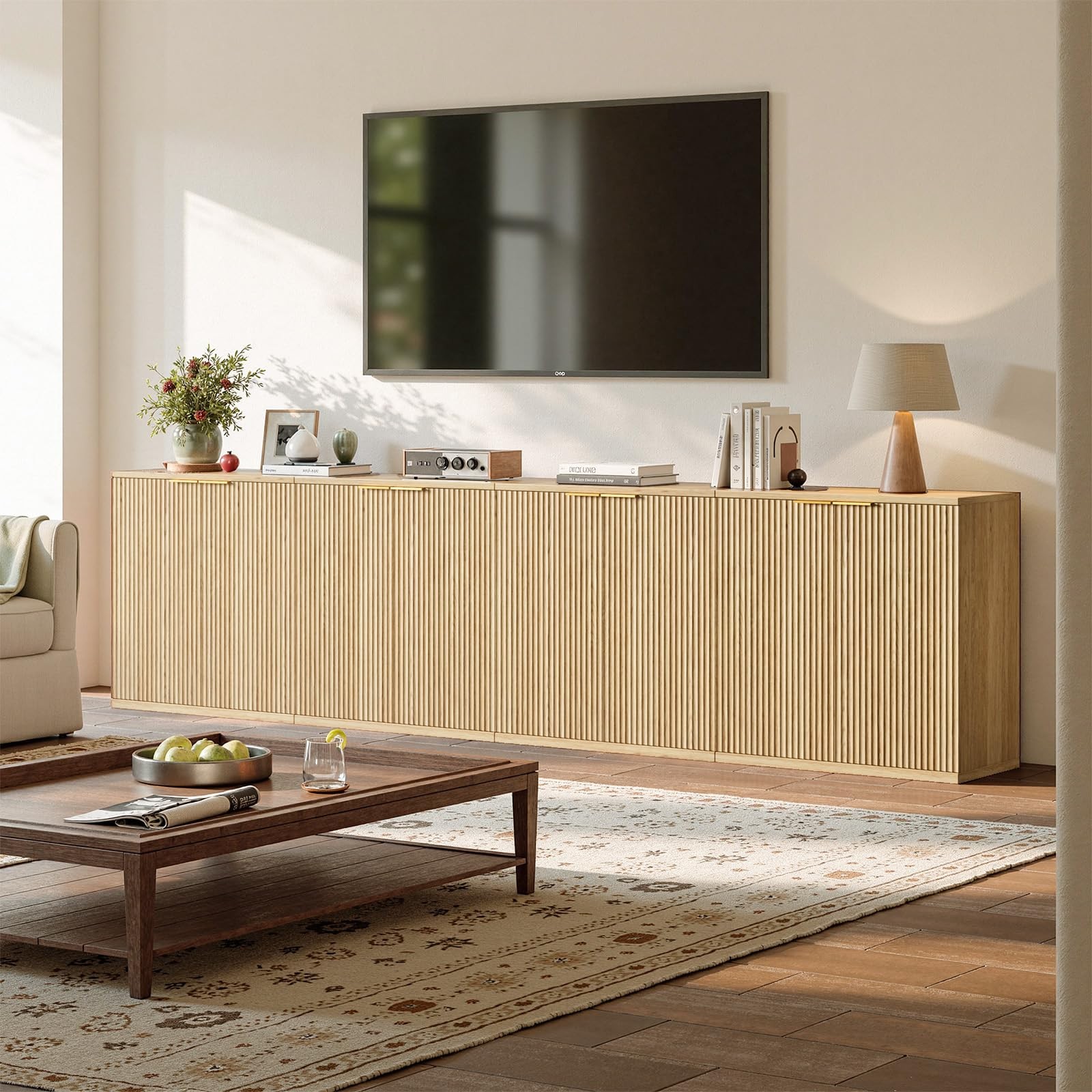 31.5" Oak Buffet Cabinet with Storage Small Sideboard Cabinet