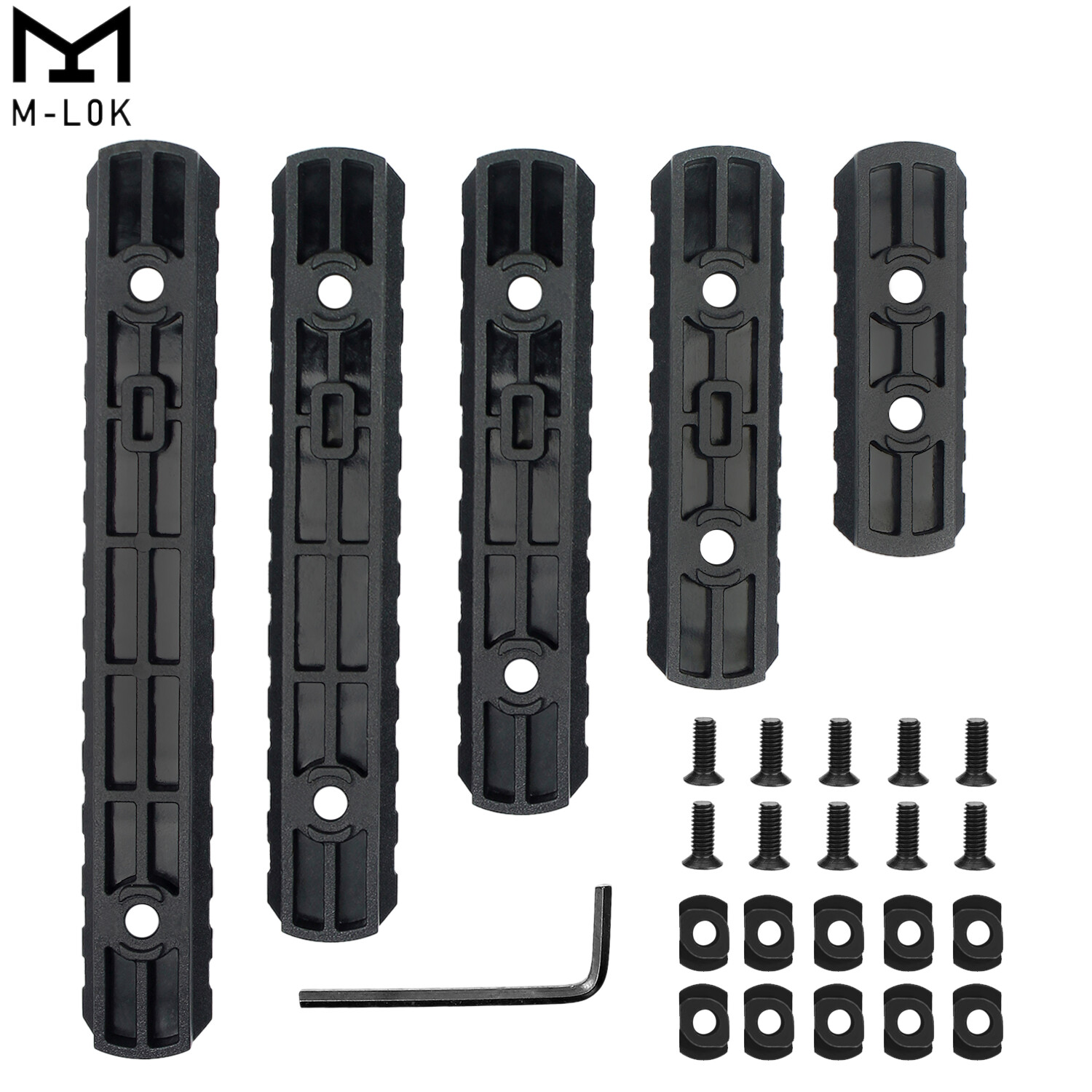 M-LOK Polymer Picatinny Weaver Rail Section Set 5 7 9 11 13 Slot 5PCS 5 Rail Set