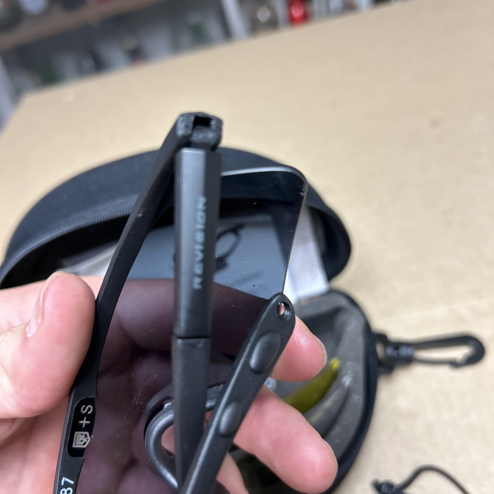 Revision Military Black Safety Glasses With Case And Lens ANSI Z 87 Impact