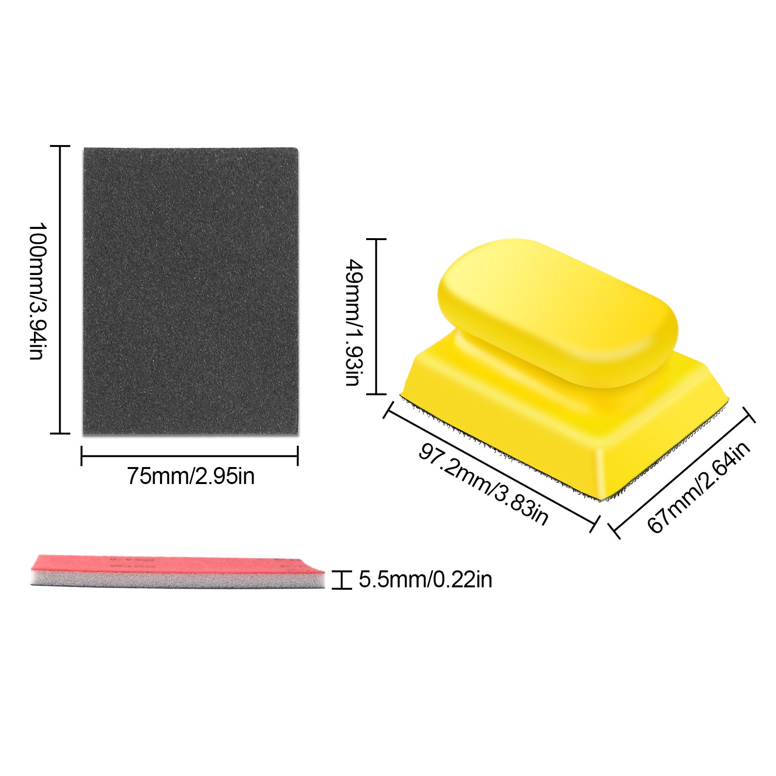 24pcs 180-3000 Grit Sanding Sponge Foam Pads Wet Dry Sandpaper + Sander Block