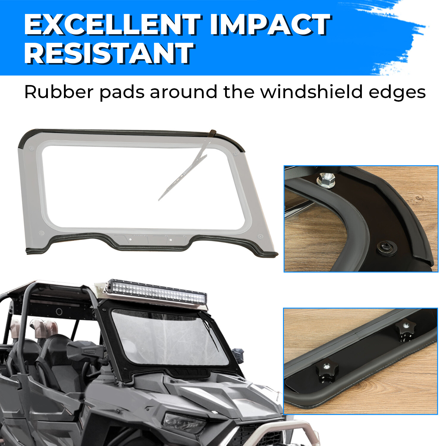 Glass Front Full Windshield For 2019+ Polaris RZR XP/ XP4 1000 Black