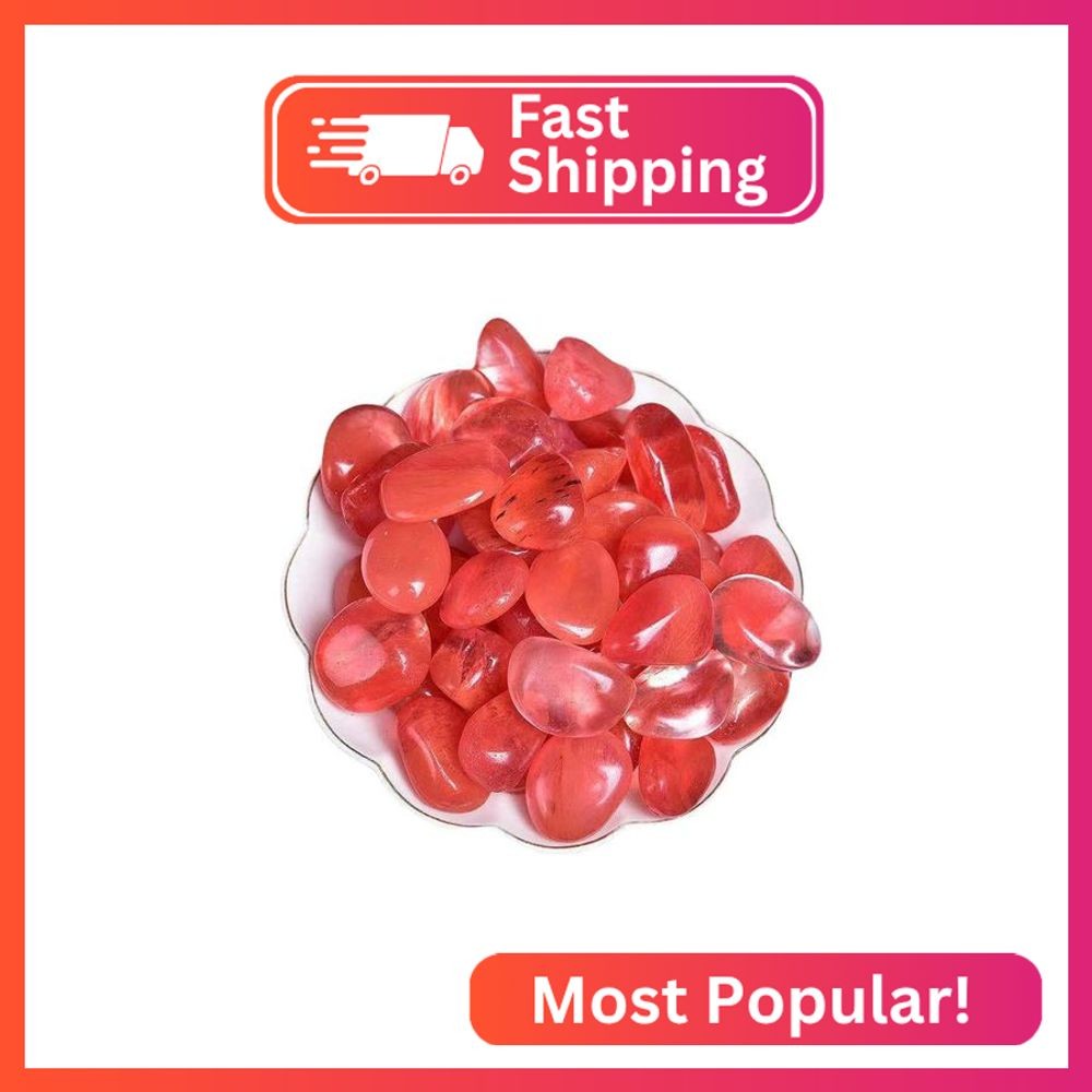 Erliway Red Quartz Healing Crystal Stones, 1.25-2.0" Large Reiki Healing Gemston