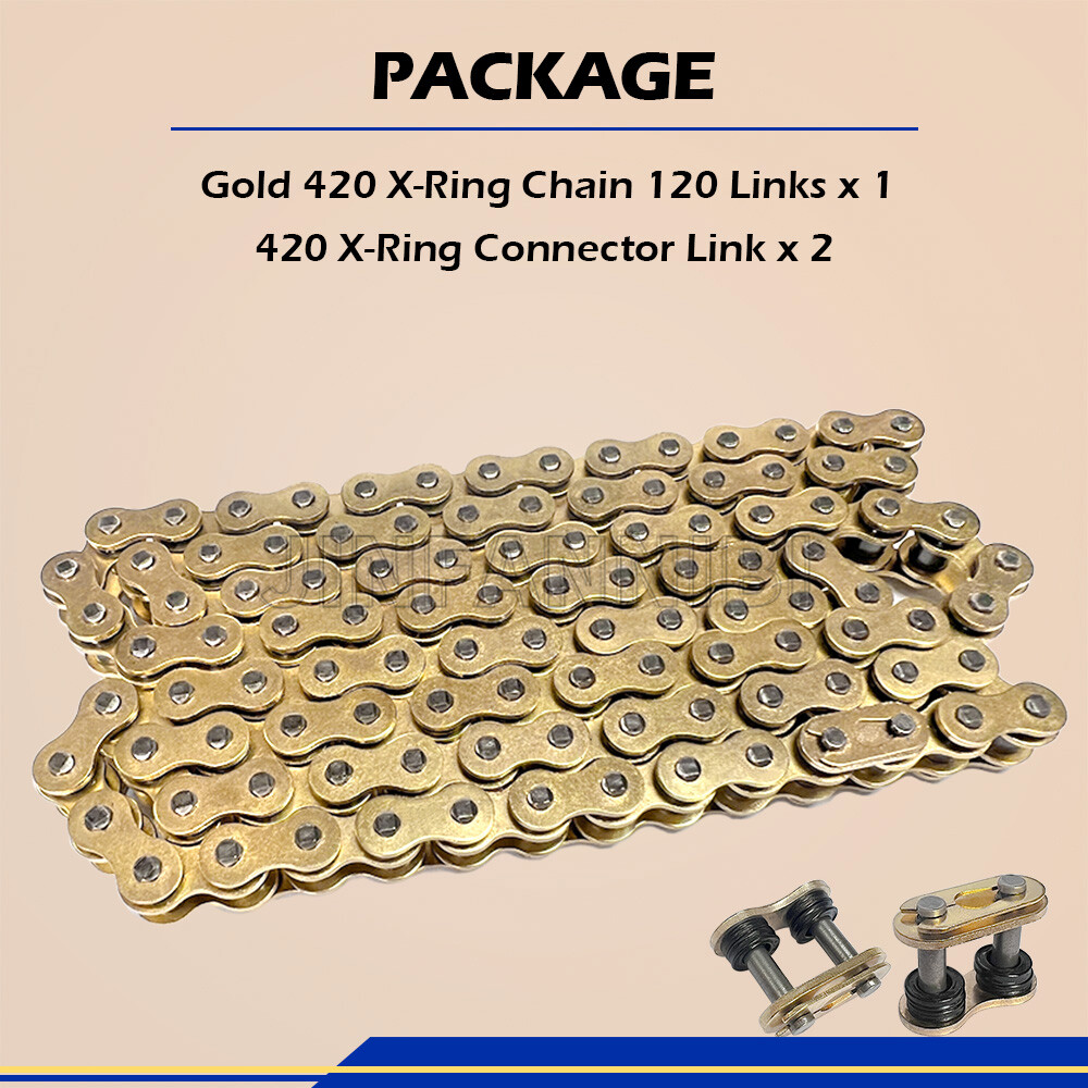 Gold 420 X-Ring Chain 120 Links With Connecting Master Link for Motorcycle