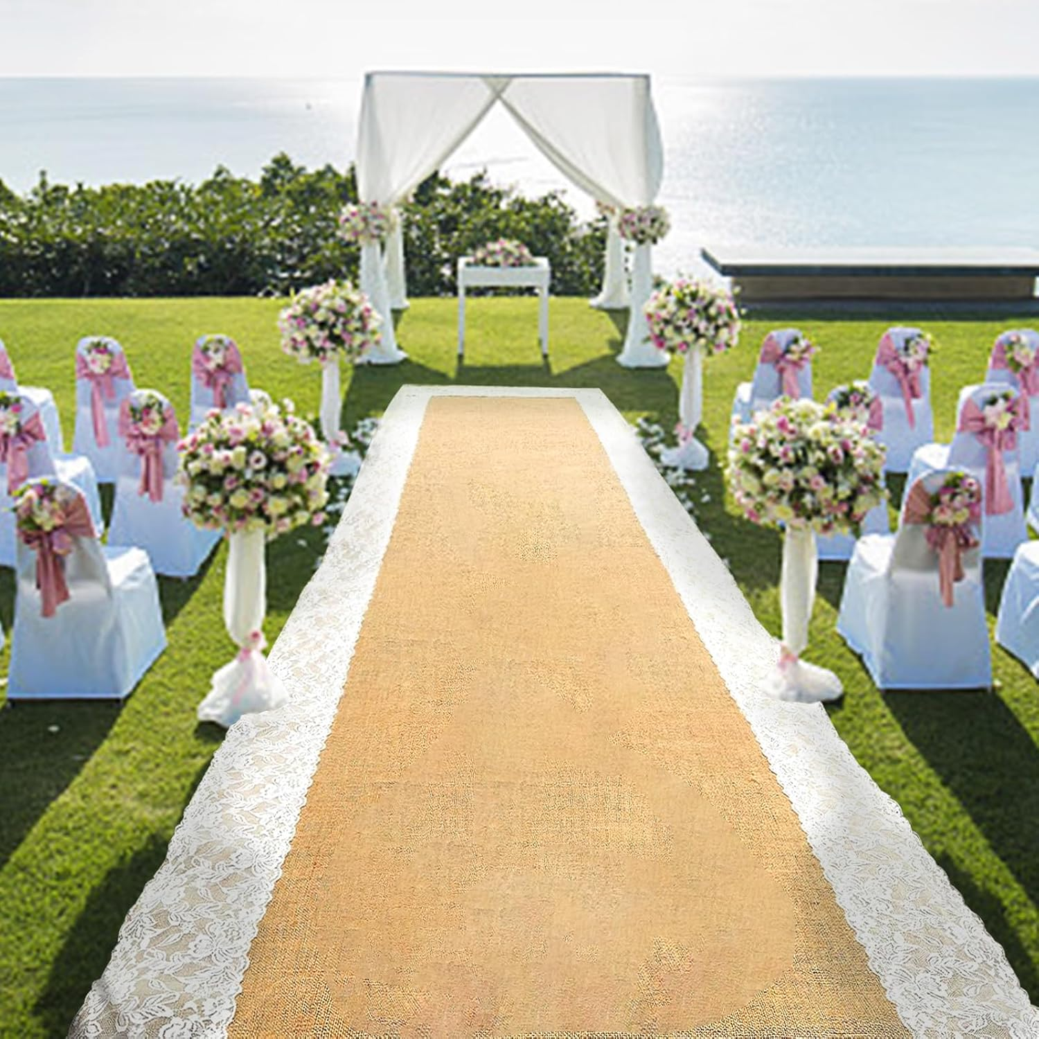 Burlap Aisle Runner for Wedding Ceremony, 36" X 20Ft Natural Burlap Wedding Aisl