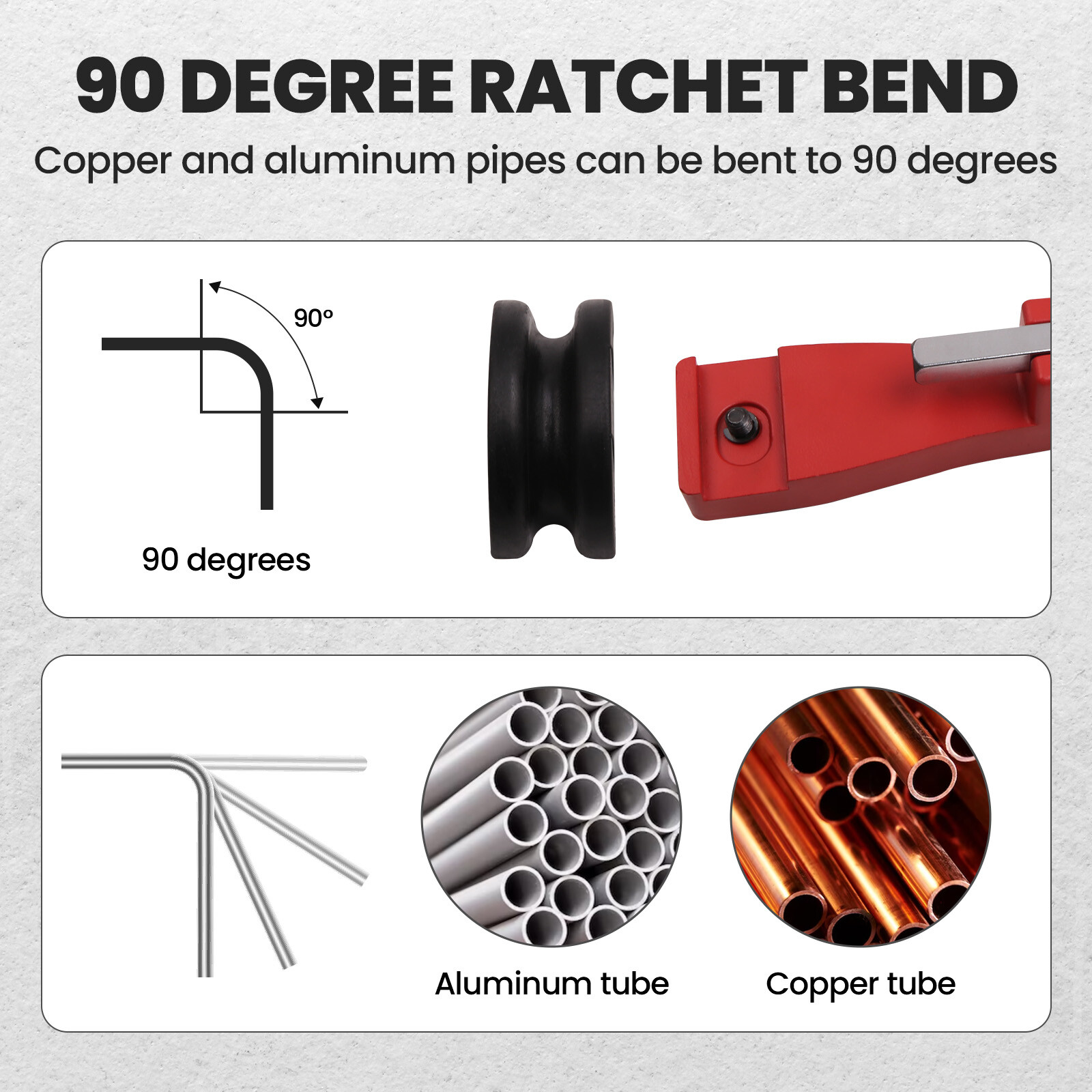 HVAC Ratcheting Pipe Tube Bender Tool Kit 1/2'' 1/4"-7/8" 90 Bending 7 Dies