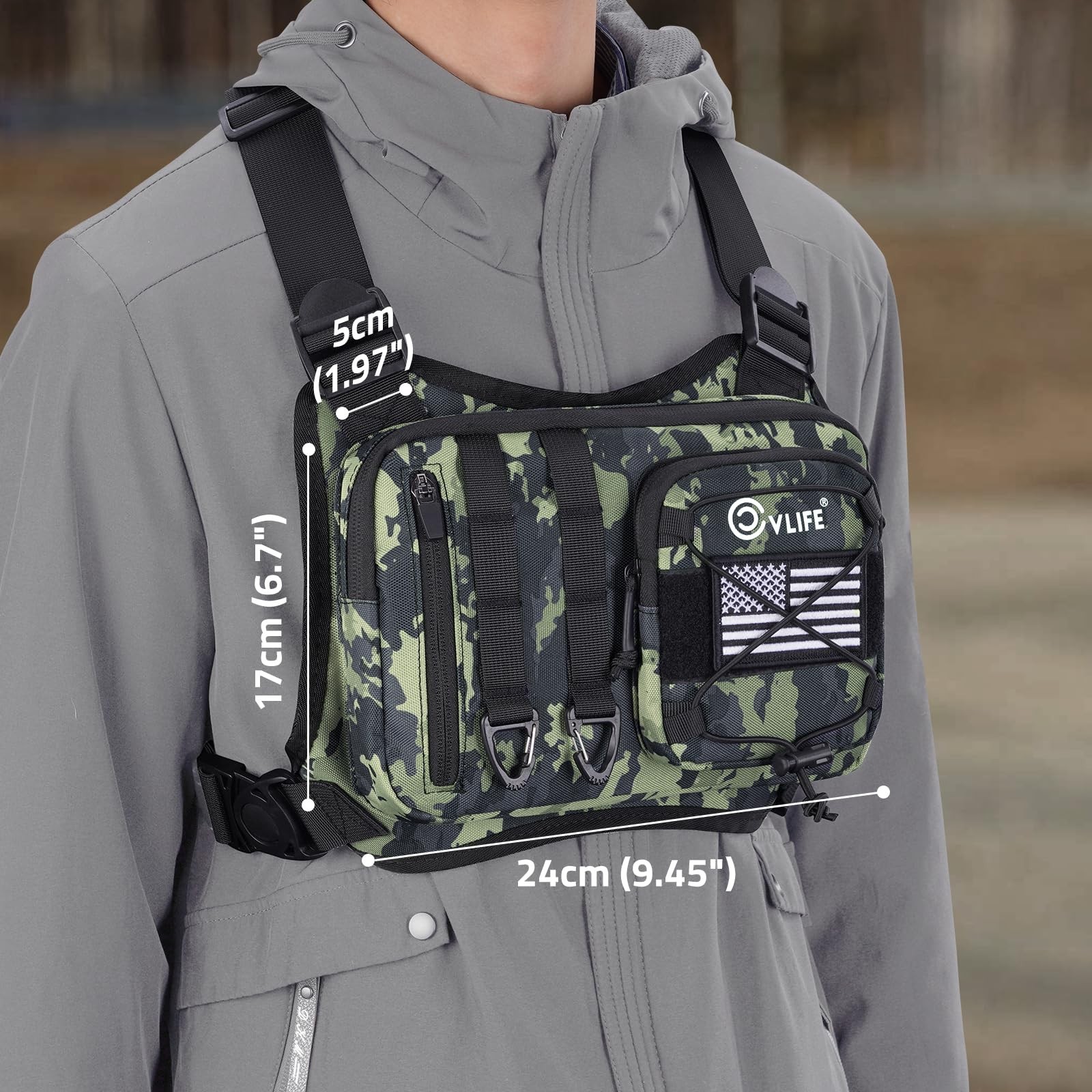 CVLIFE Outdoor Chest Bag for Men, Tactical Chest Pack, Adjustable Running Ves...