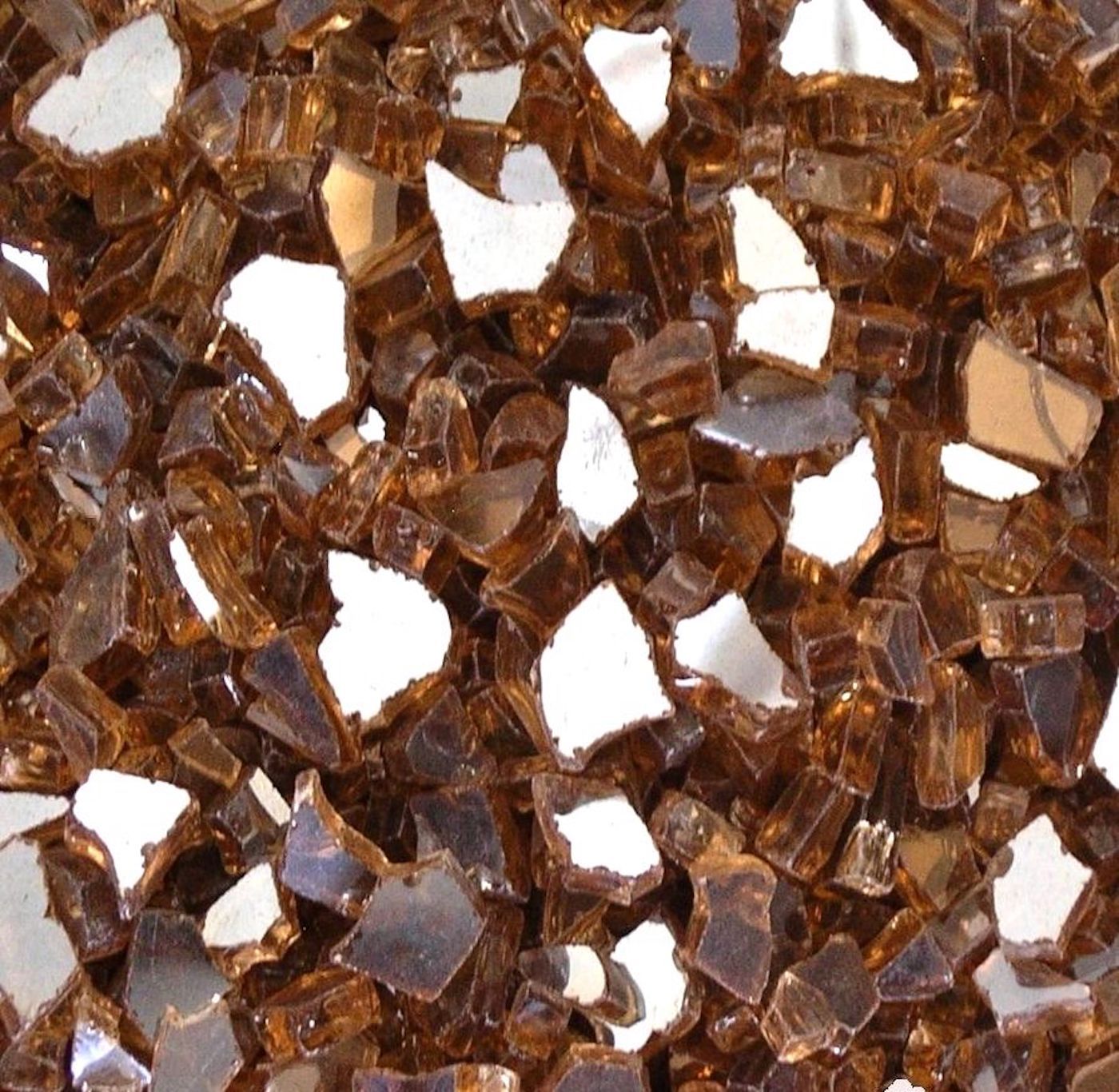 COPPER AMBER 1/2" Premium Reflective Tempered Fire Glass, Fireplace & Fire Pit