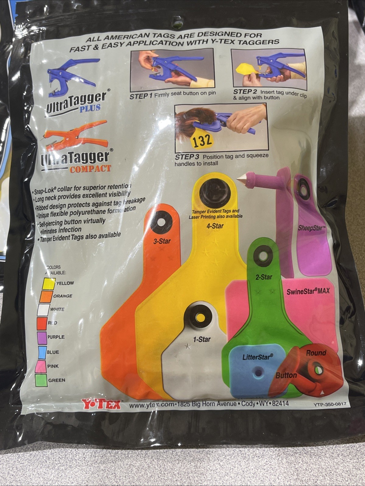 Y-Tex 4 Star Large Cattle Tags 25 Pack, 2 Piece Ear Tag System, Yellow, 101-125