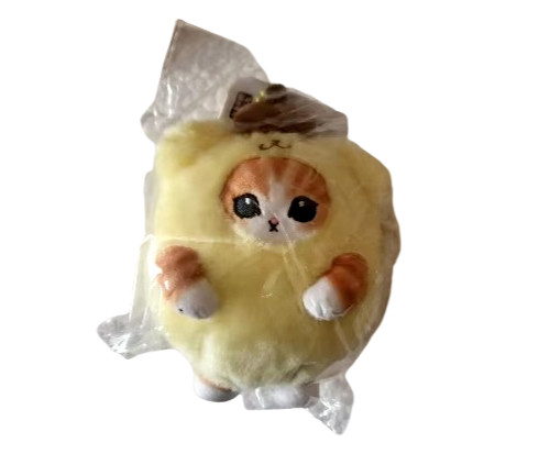 （2 PC Set) Yellow Fluffy Plush Gudetama Mofusand Keychain Key Charm Bag Toy Gift