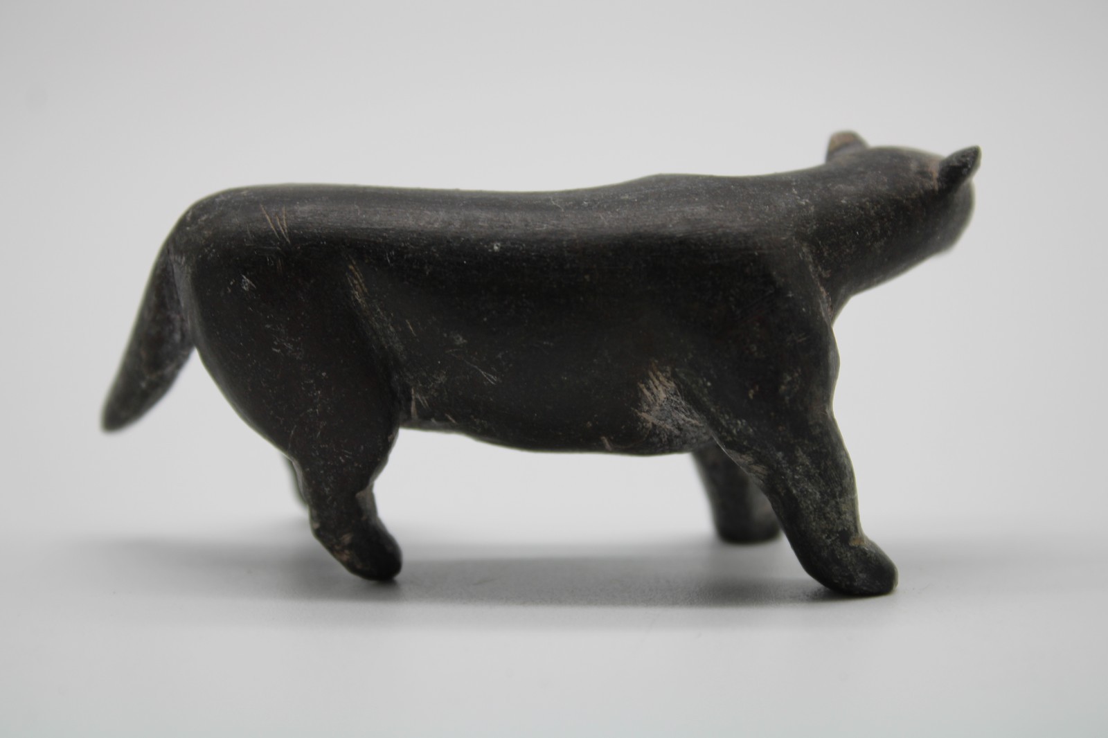 19th Century Inupiat Inuit Carved Stone Hunting Wolf Effigy / Fetish - 2.8”