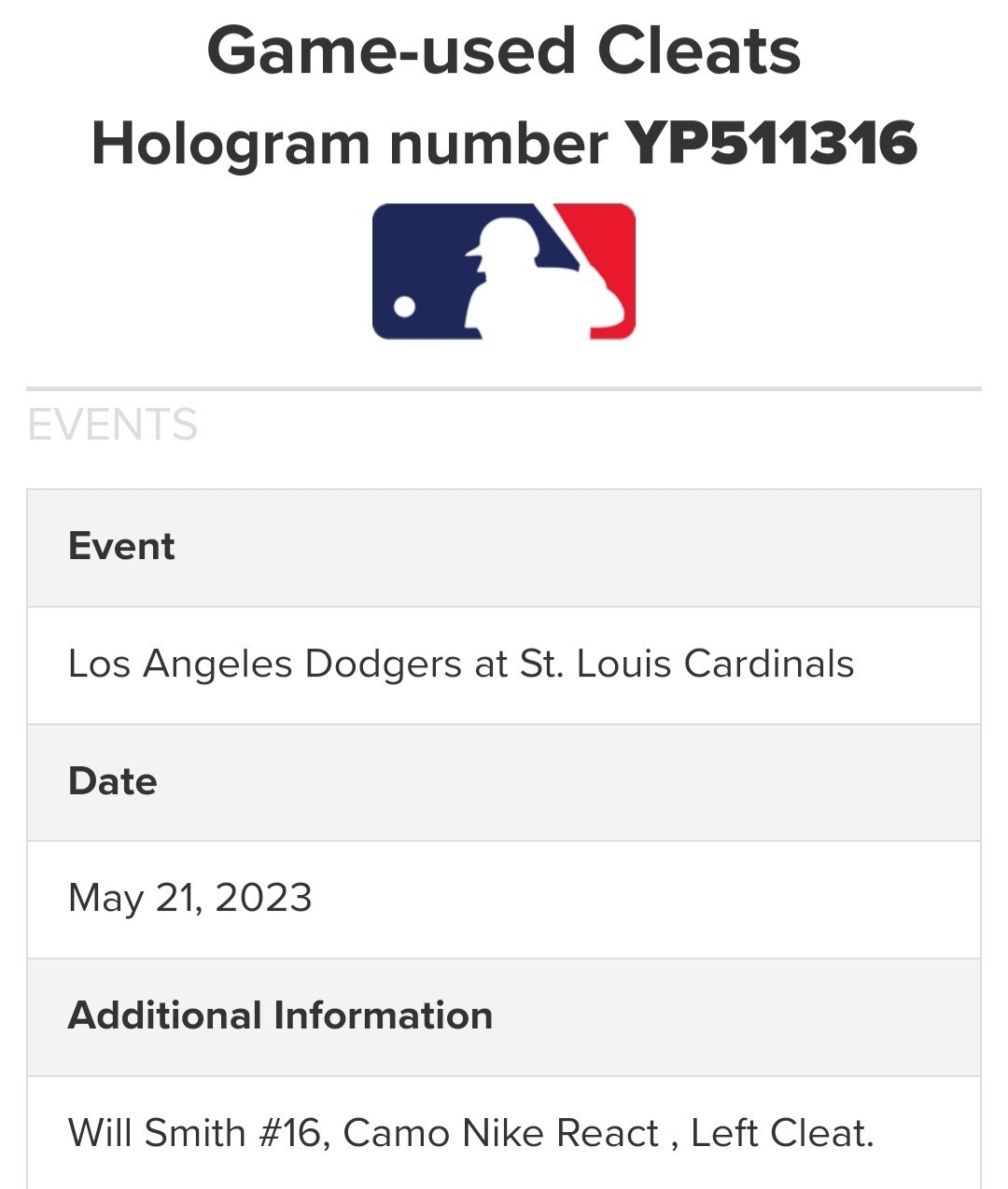 Los Angeles Dodgers MLB holo GU 2023 Will Smith Armed Forces Nike cleats