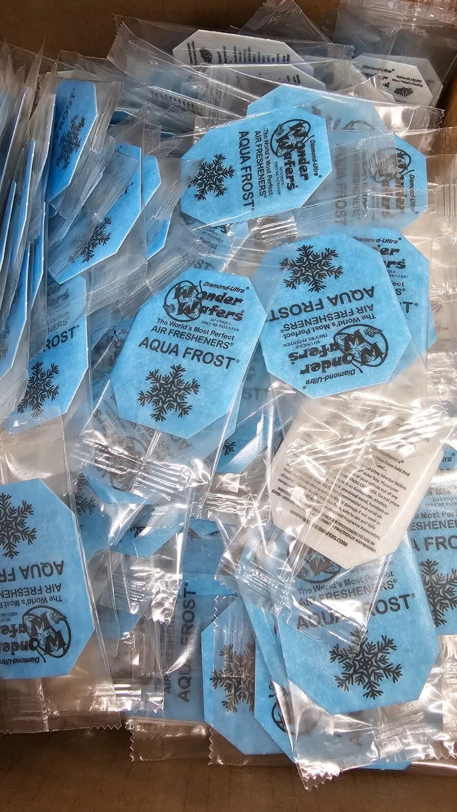 50 Count Wonder Wafers Aqua Frost Individually Wrapped Air Fresheners Detail