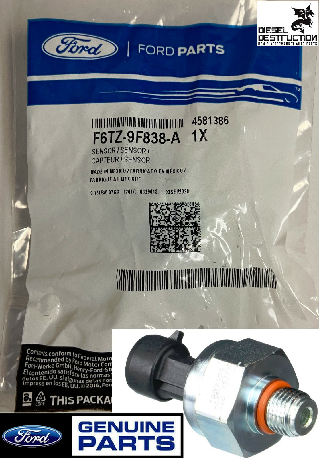 New Genuine OEM Ford F6TZ-9F838-A ICP Sensor 7.3L for 97-03 - Free Shipping !