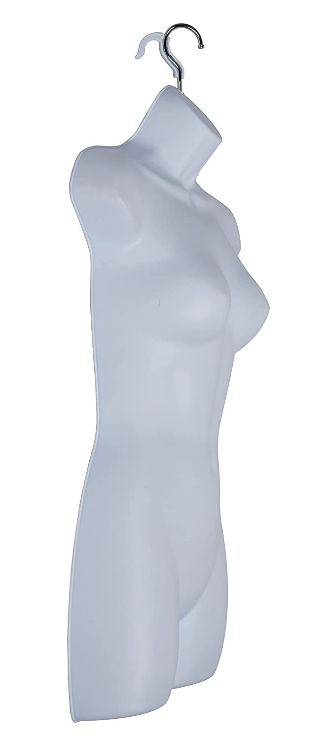 Clothing Form Hanging Female Display Torso Fits 5 to 10 Mannequin White Hollow