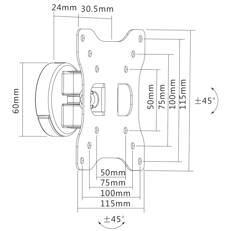 Full-Motion Tilt Swivel LCD LED Monitor TV Wall Mount 19 20 21 22 23 24 25 27"