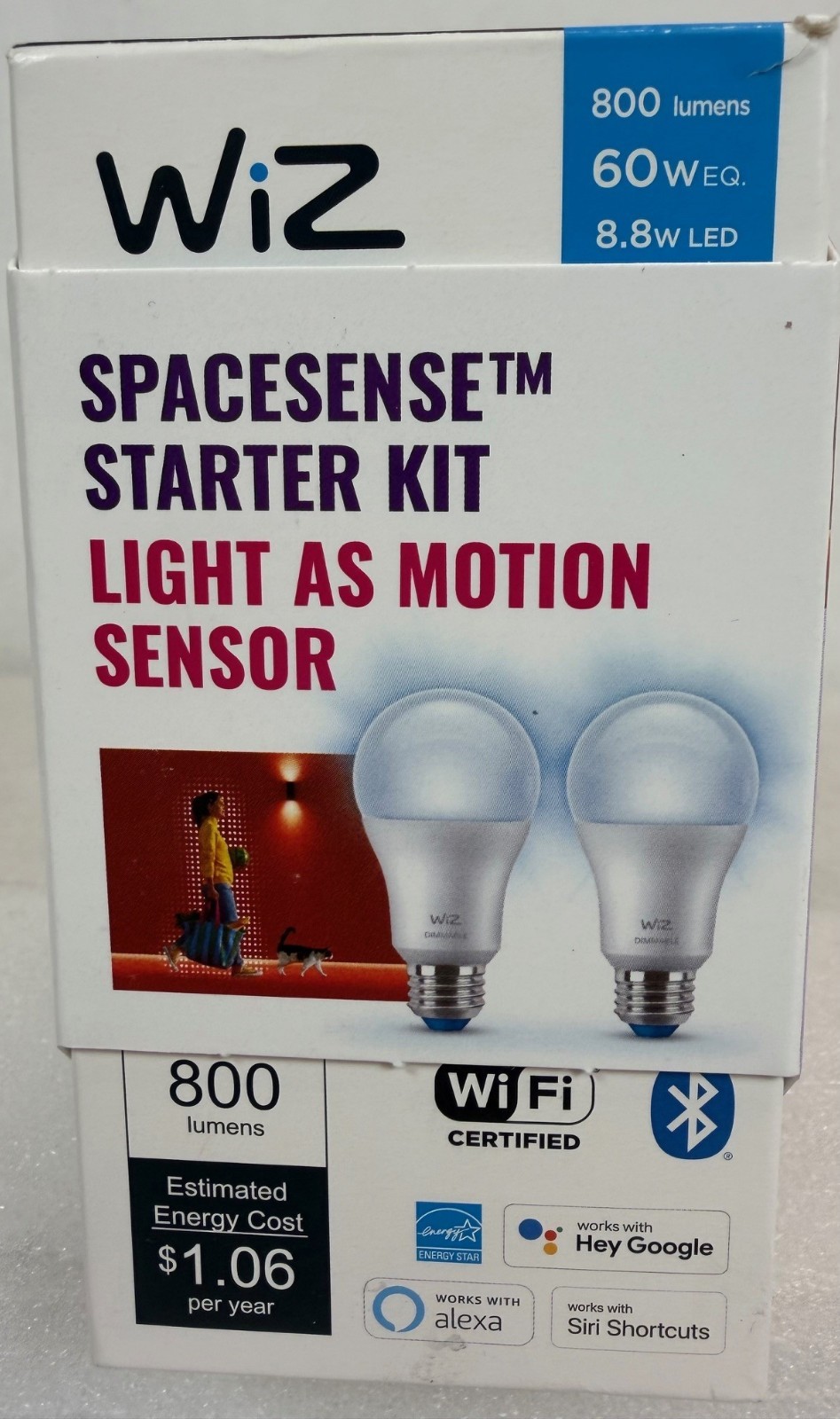 WiZ 60W Dimmable Daylight (5000K) LED Smart Bulb - Pack of 2 - 800 2 Pack A19