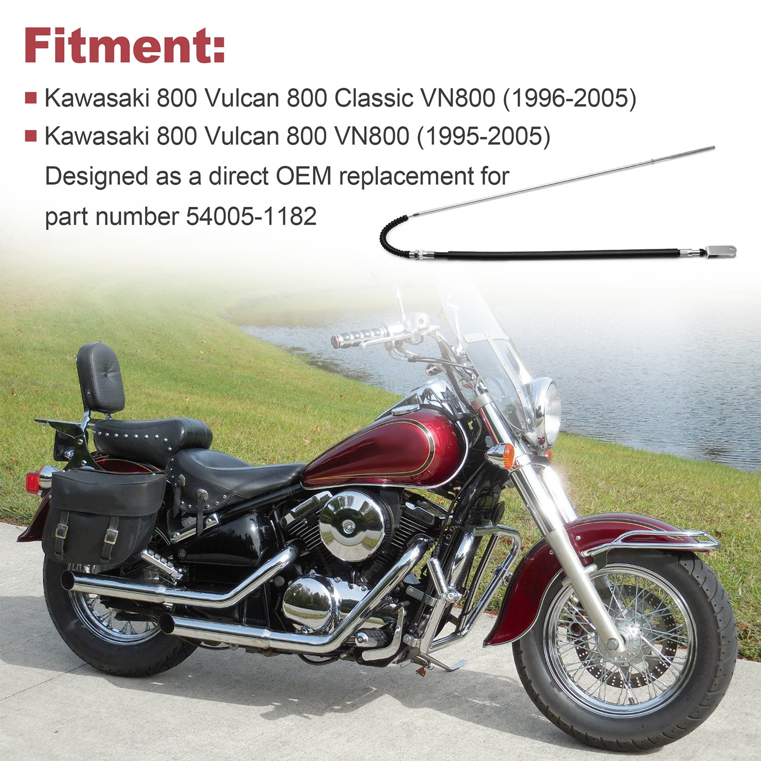 Brake Cable 54005-1182 for Kawasaki Vulcan 800 95-05 & Vulcan 800 Classic 96-05