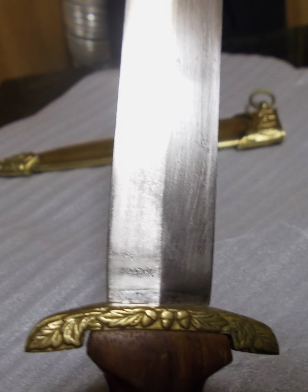 RARE? Vtg Brass or Copper Sheath & Double Edged Dagger Knife Hand Engraved INDIA