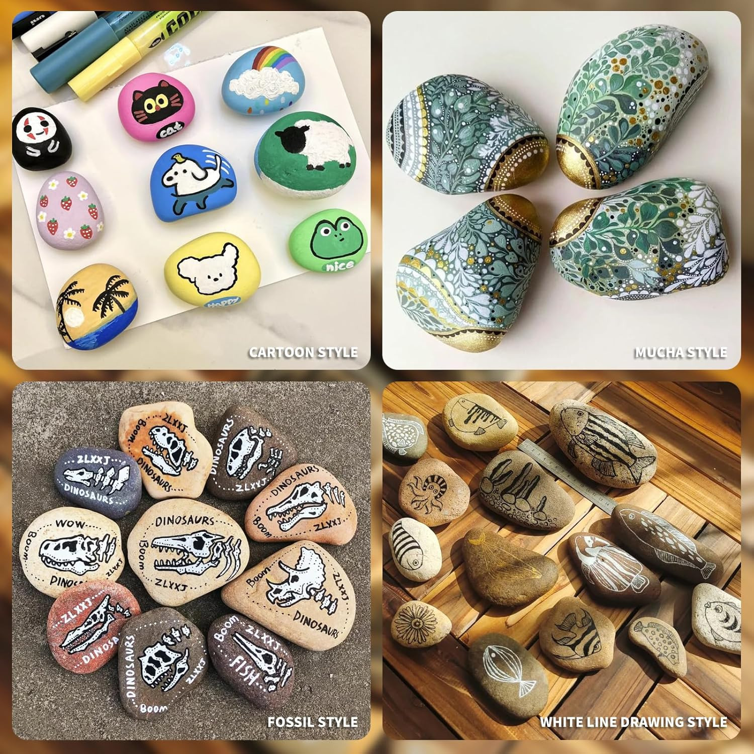 Flat River Stones for Painting - 10 Pack, 2-3 Inch Natural Craft Rocks