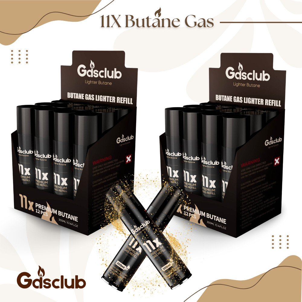 24 Cans Gasclub 11X Refined Butane Lighter Gas Fuel Refill - High Purity Premium