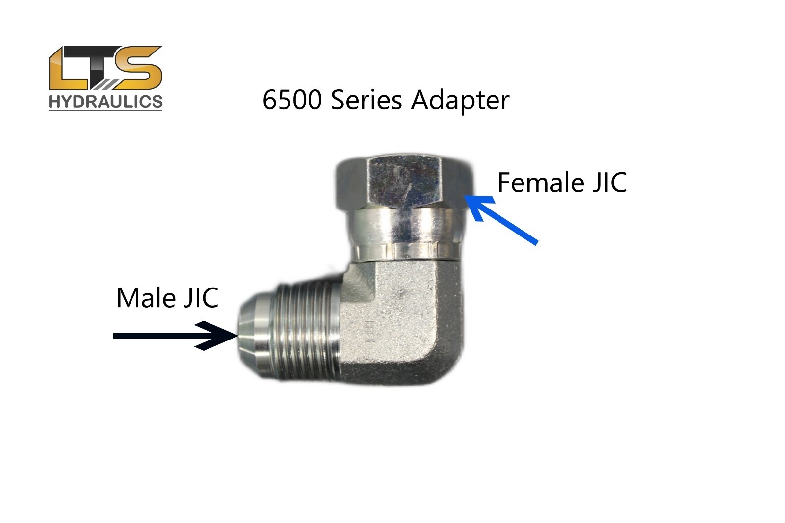 3/8" Male JIC x 3/8" Female JIC Swivel 90° Steel Adapter 6500-06-06