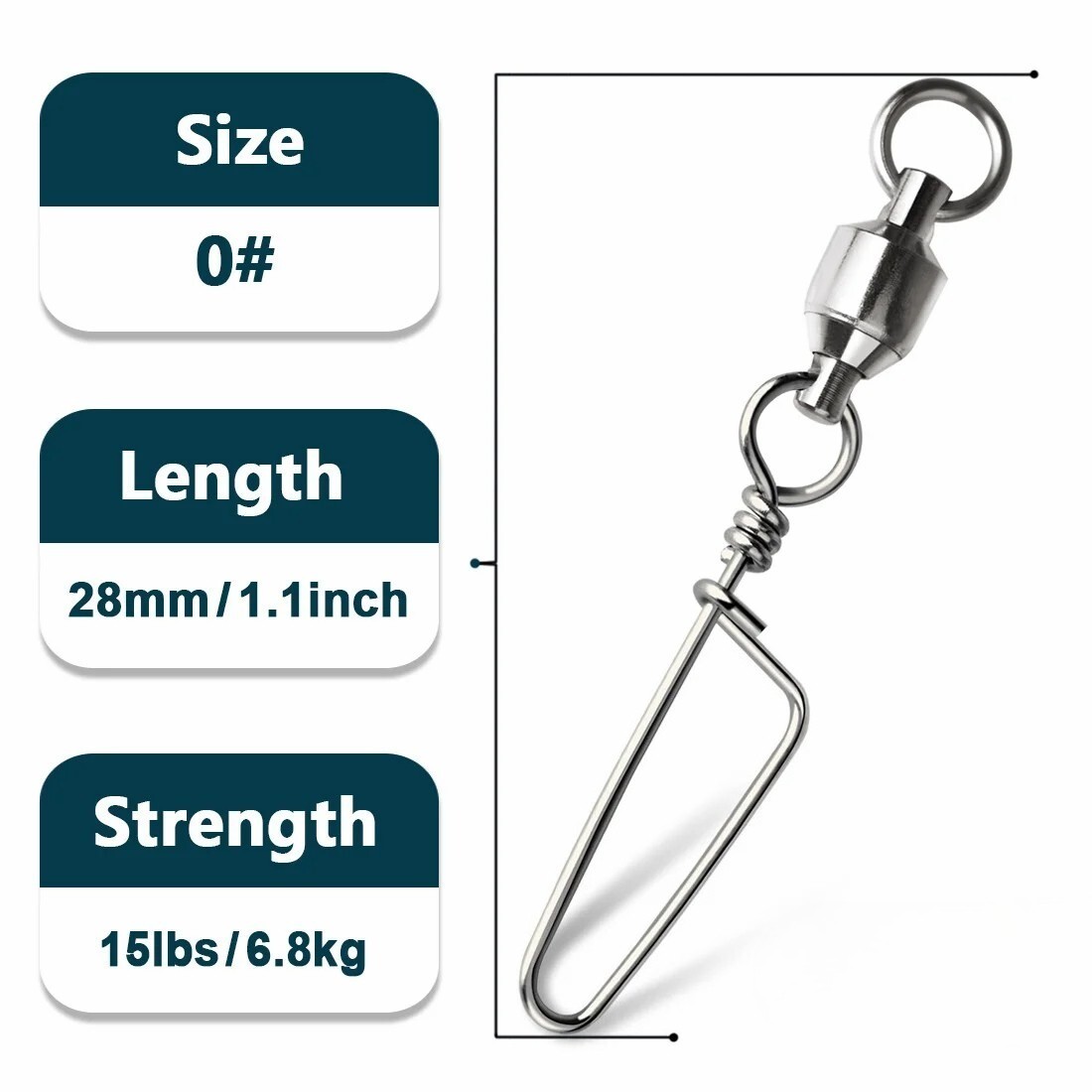 50PCS Ball Bearing Swivel with Coast Lock Swivel Snap Fishing Tackle Connectors