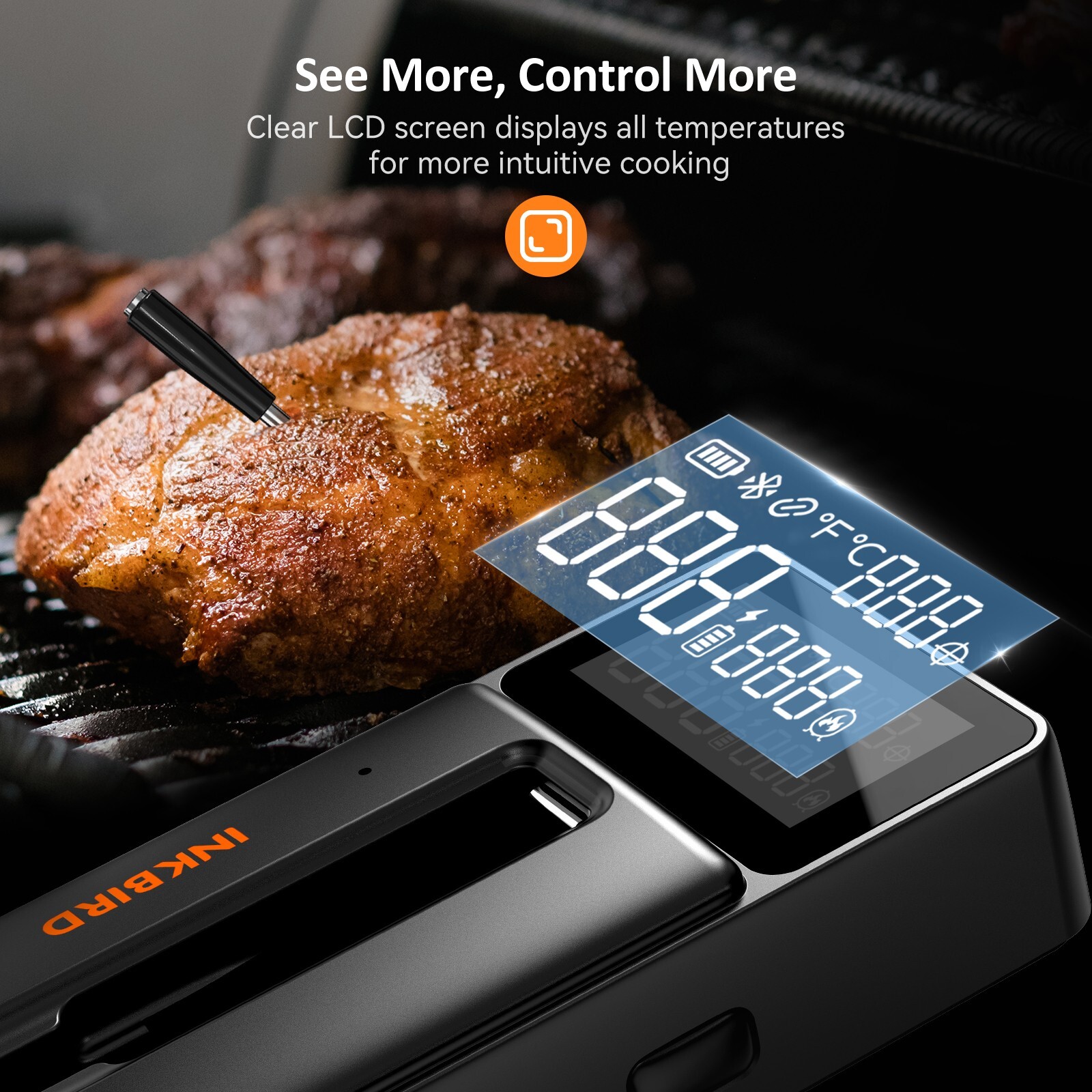Inkbird Wireless Cooking Meat Thermometer 60min Data Storage 25min Rechargeable