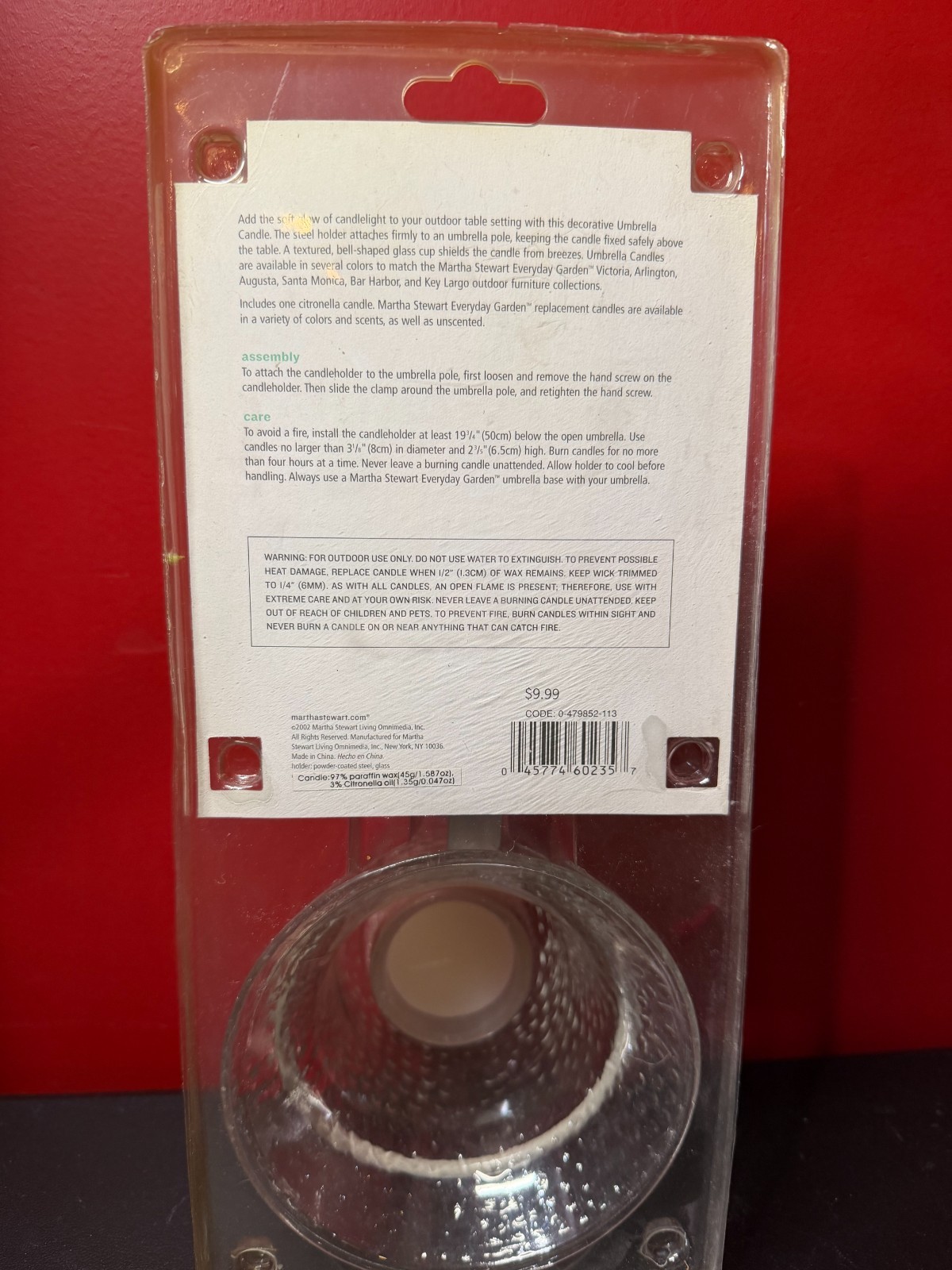 NEW- Martha Stewart Everyday Garden Outdoor Umbrella Candle