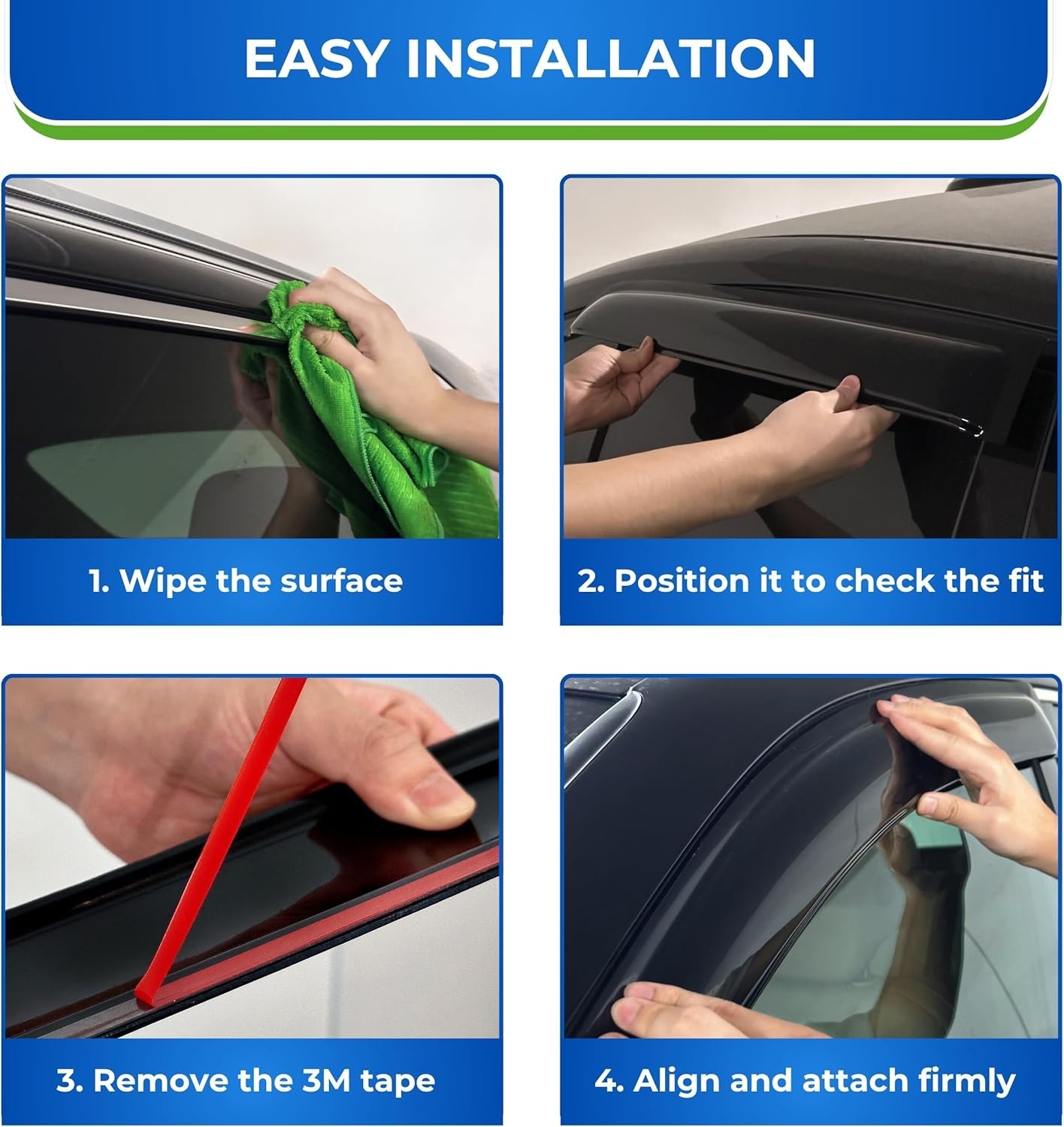 Window Visor Compatible with Kia Optima 2016-2020 Excludes Hybrid Models, 4PC...