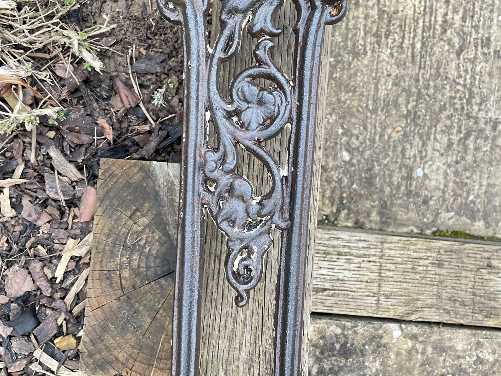 Antique Ornate Cast Iron Garden Stair Balustrade Handrail
