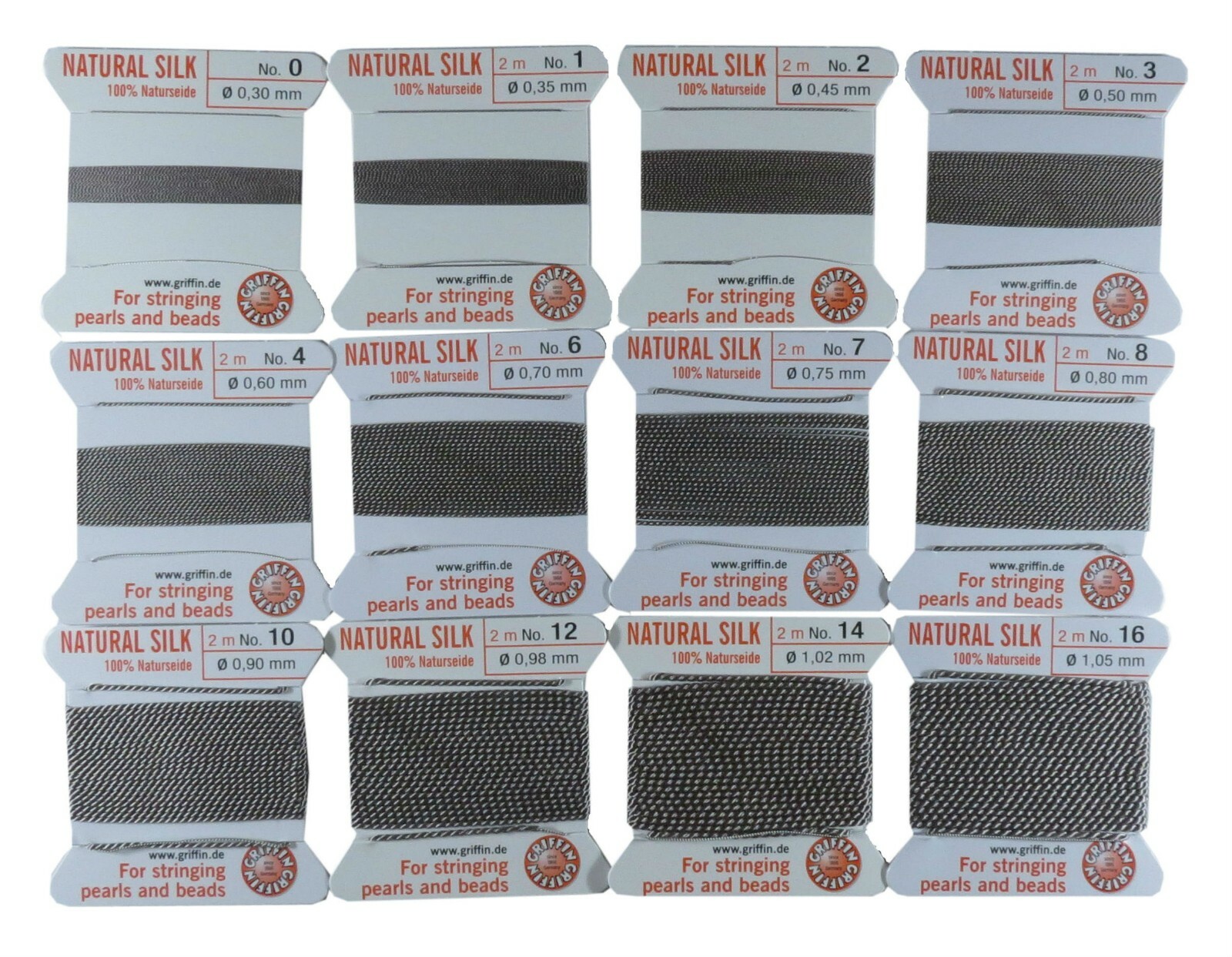 GRIFFIN 100% SILK CORD BEAD STRING THREAD #0-1-2-3-4-5-6-7