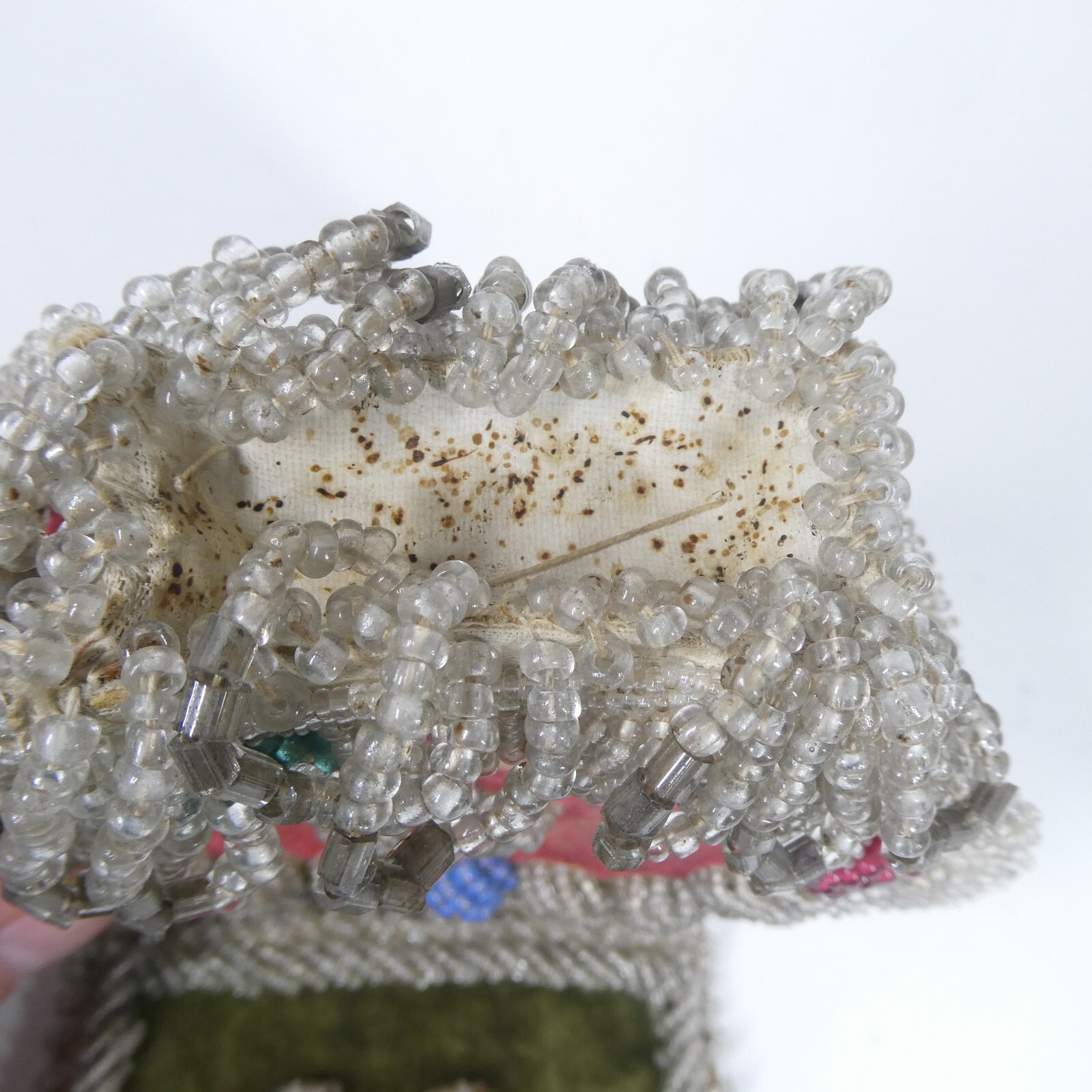 Beaded Purse Antique Iroquois? Fringed Beadwork Bag Whimsy AS IS