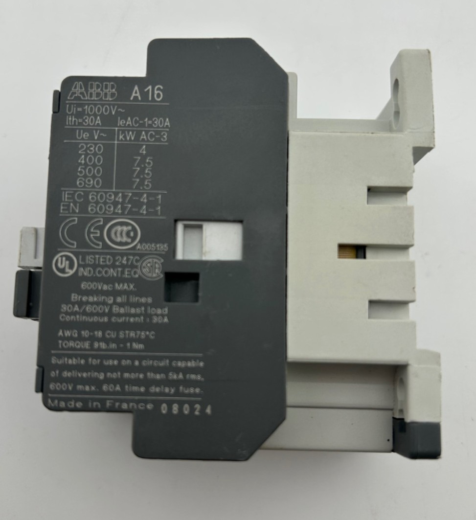ABB A16-04-00 Contactor 110-120V 50-60Hz coil, 4 NC Closed Contacts 30A