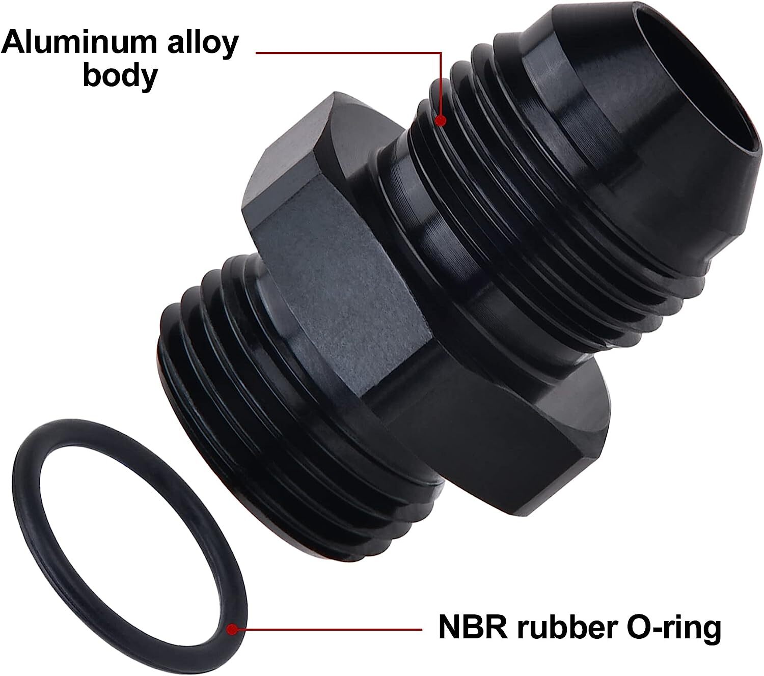 2PCS AN6 AN8 AN10 Flare to 6AN 8AN 10AN ORB Male O-Ring Fitting Adapter Black