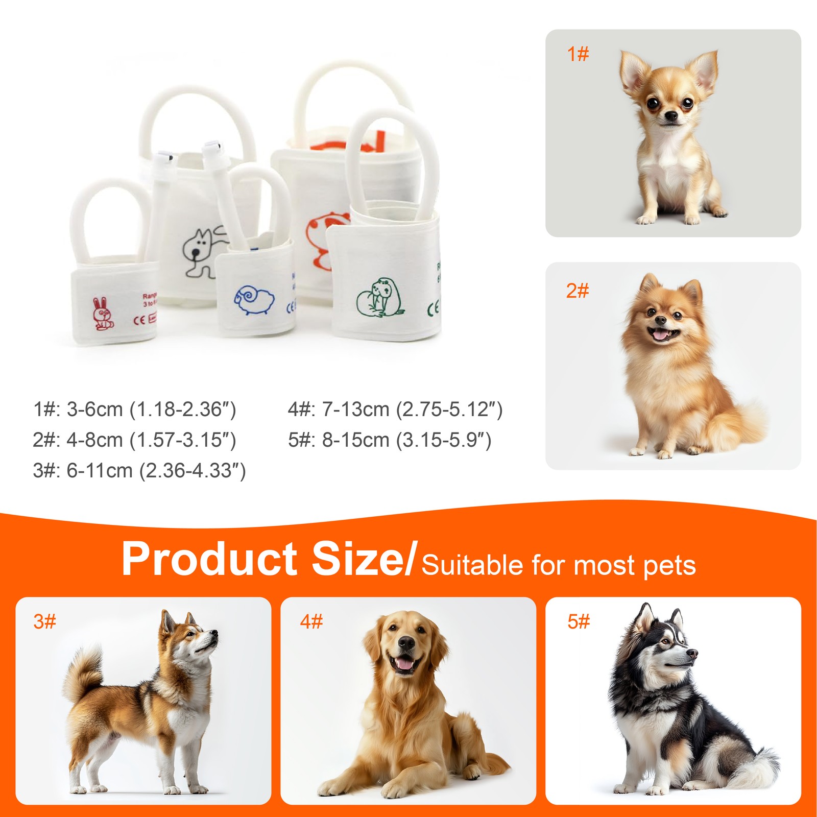 Pet Blood Pressure Monitor 5Cuffs for Dog&Cat Rechargeable for Family Clinic Use