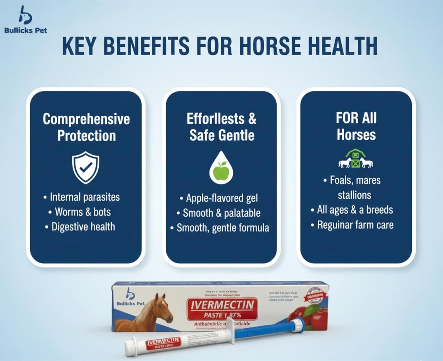 4 Pack New Paste Horse Dewormer Apple Flavor Exp 1/28 Free Shipping USA Bullicks